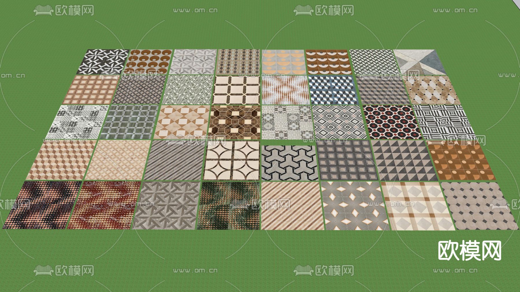 现代室内铺装花砖 地面瓷砖墙面砖su模型