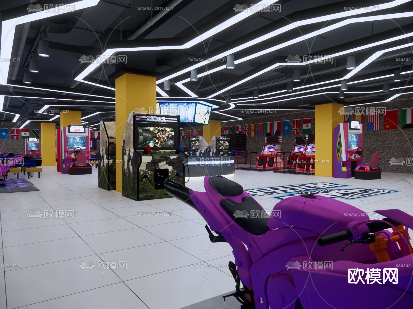 游戏厅 娱乐城su模型下载（渲染图2）