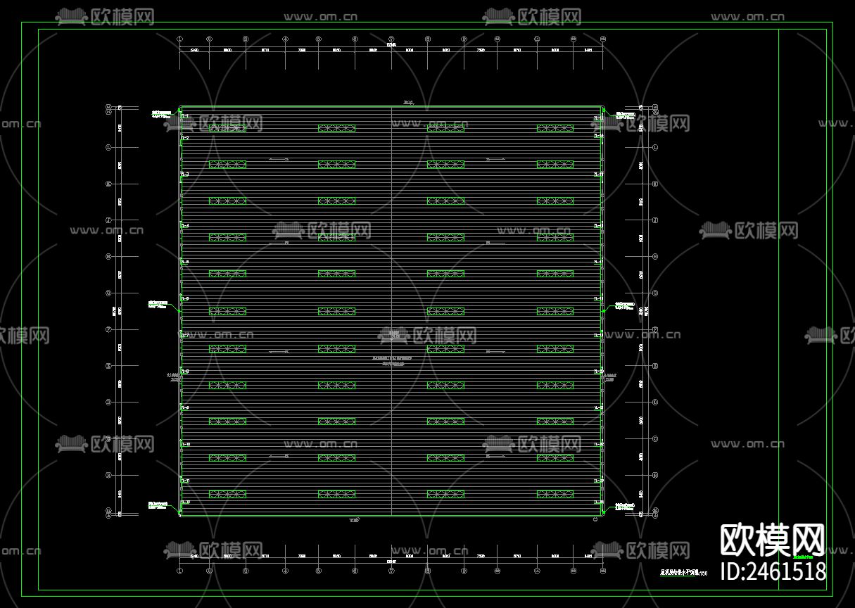 单层钢结构厂房给排水cad施工图下载（渲染图7）