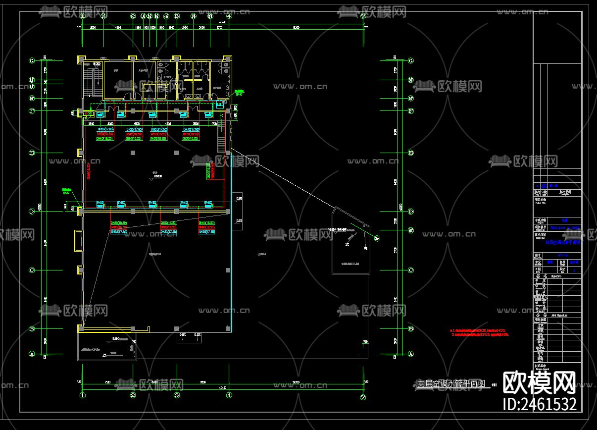某工业园配套食堂暖通cad施工图下载（渲染图6）