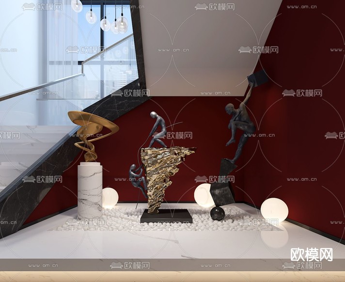 金属雕塑 人物雕塑摆件3d模型下载