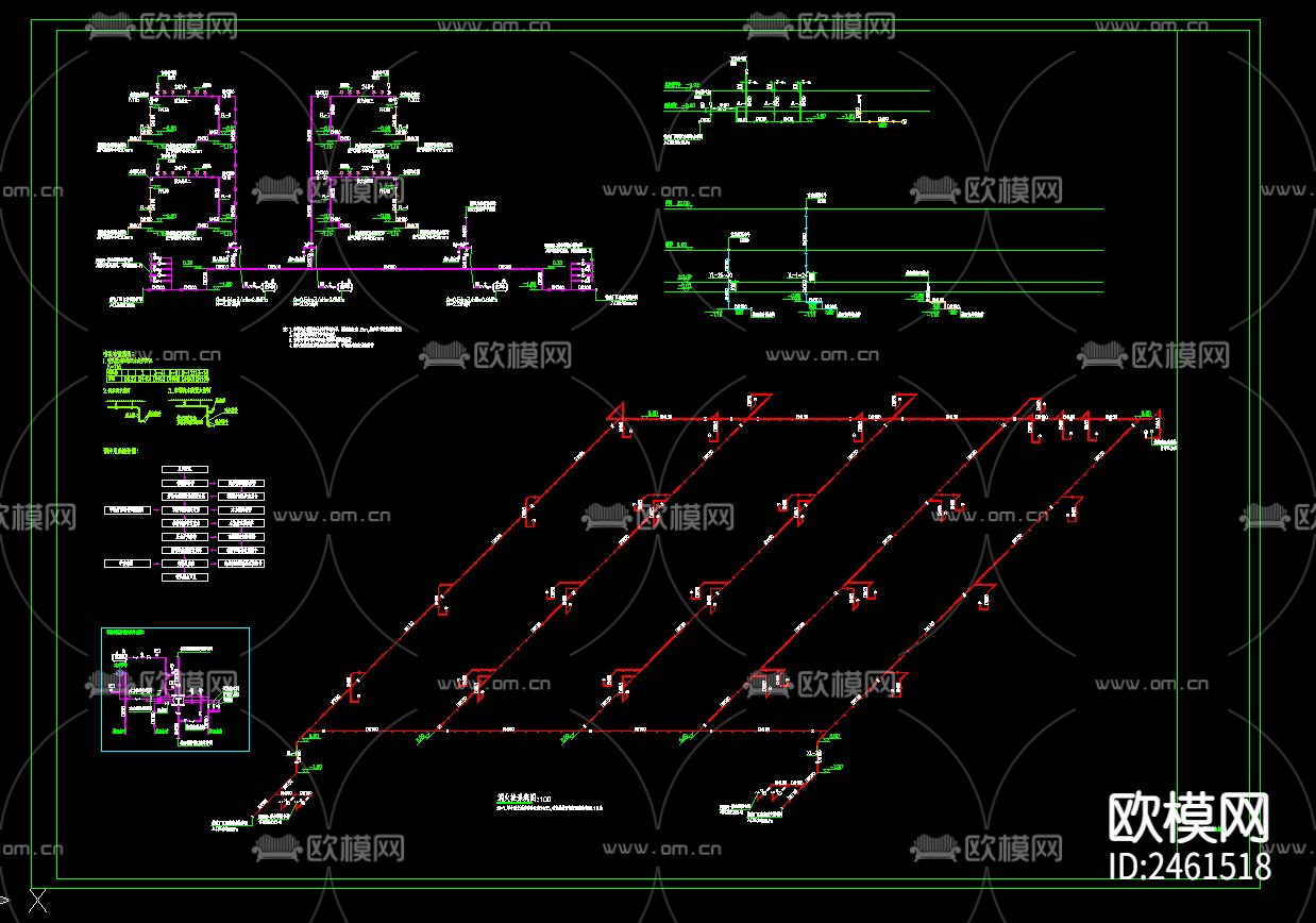 单层钢结构厂房给排水cad施工图下载（渲染图3）