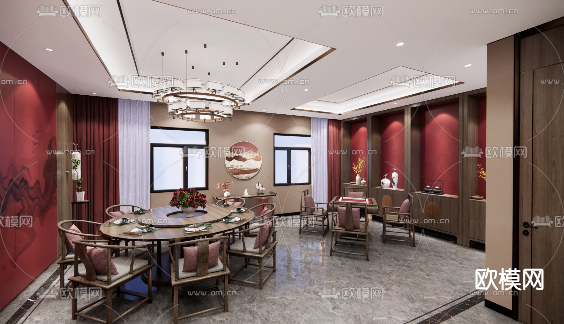 中餐厅包间 包房 包厢su模型下载（渲染图1）