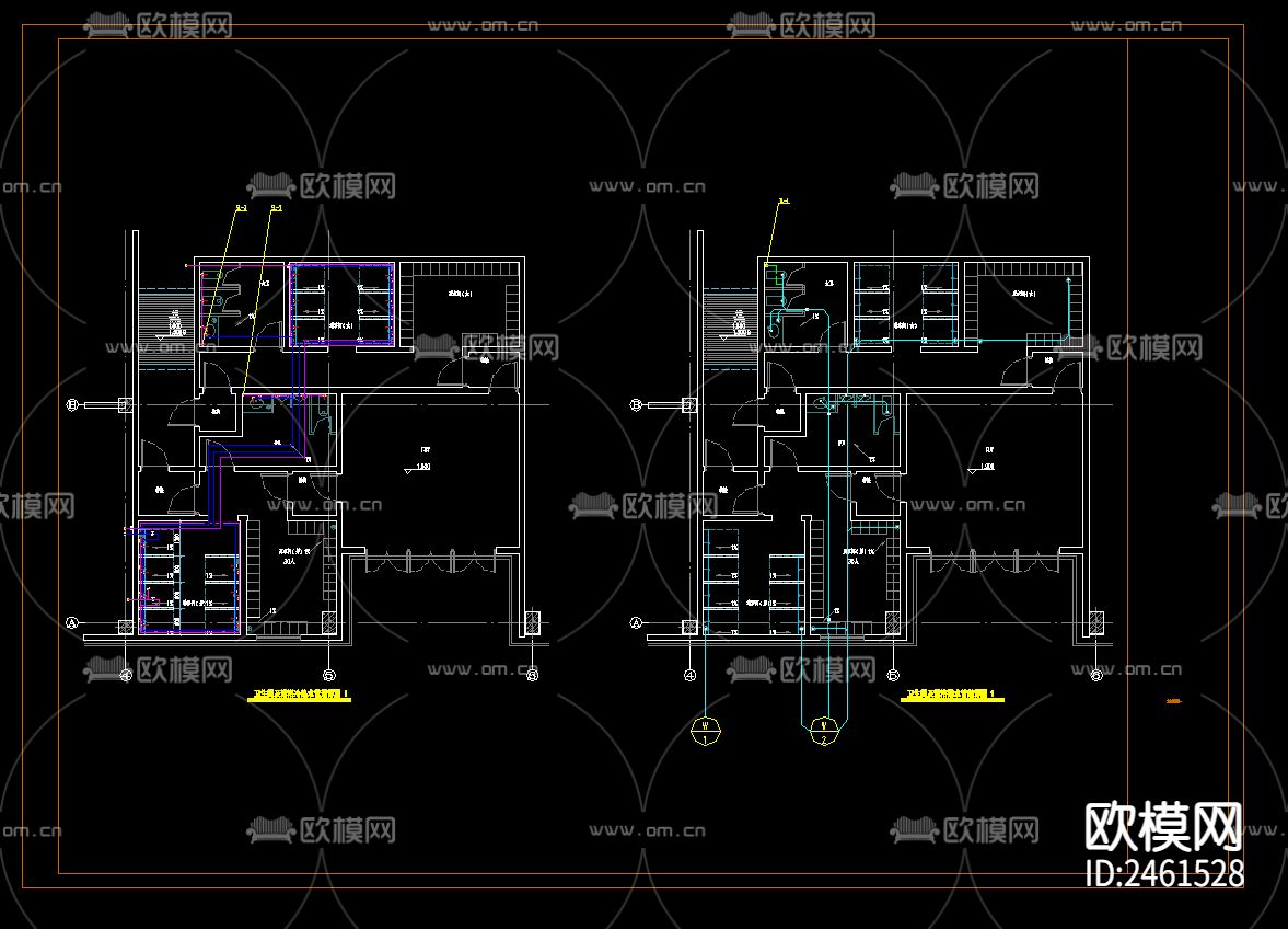 一层体育馆建筑给排水cad施工图下载（渲染图6）