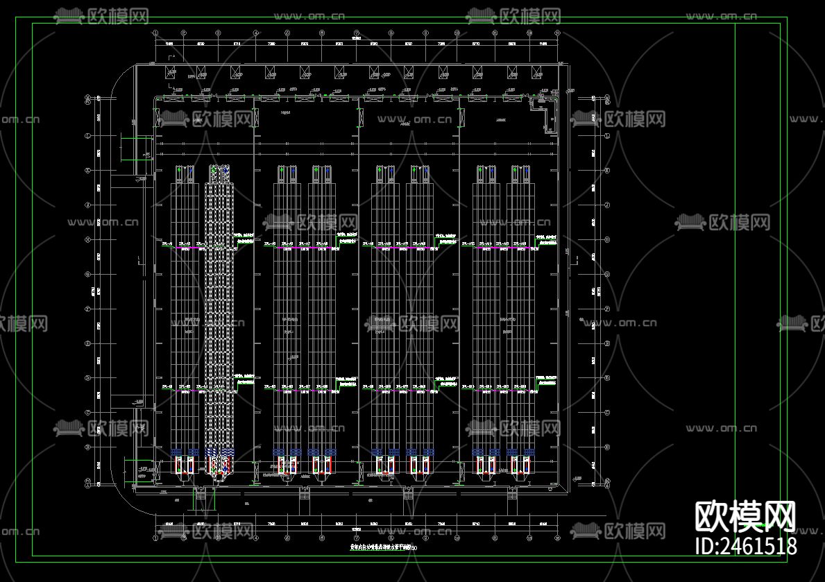 单层钢结构厂房给排水cad施工图下载（渲染图5）