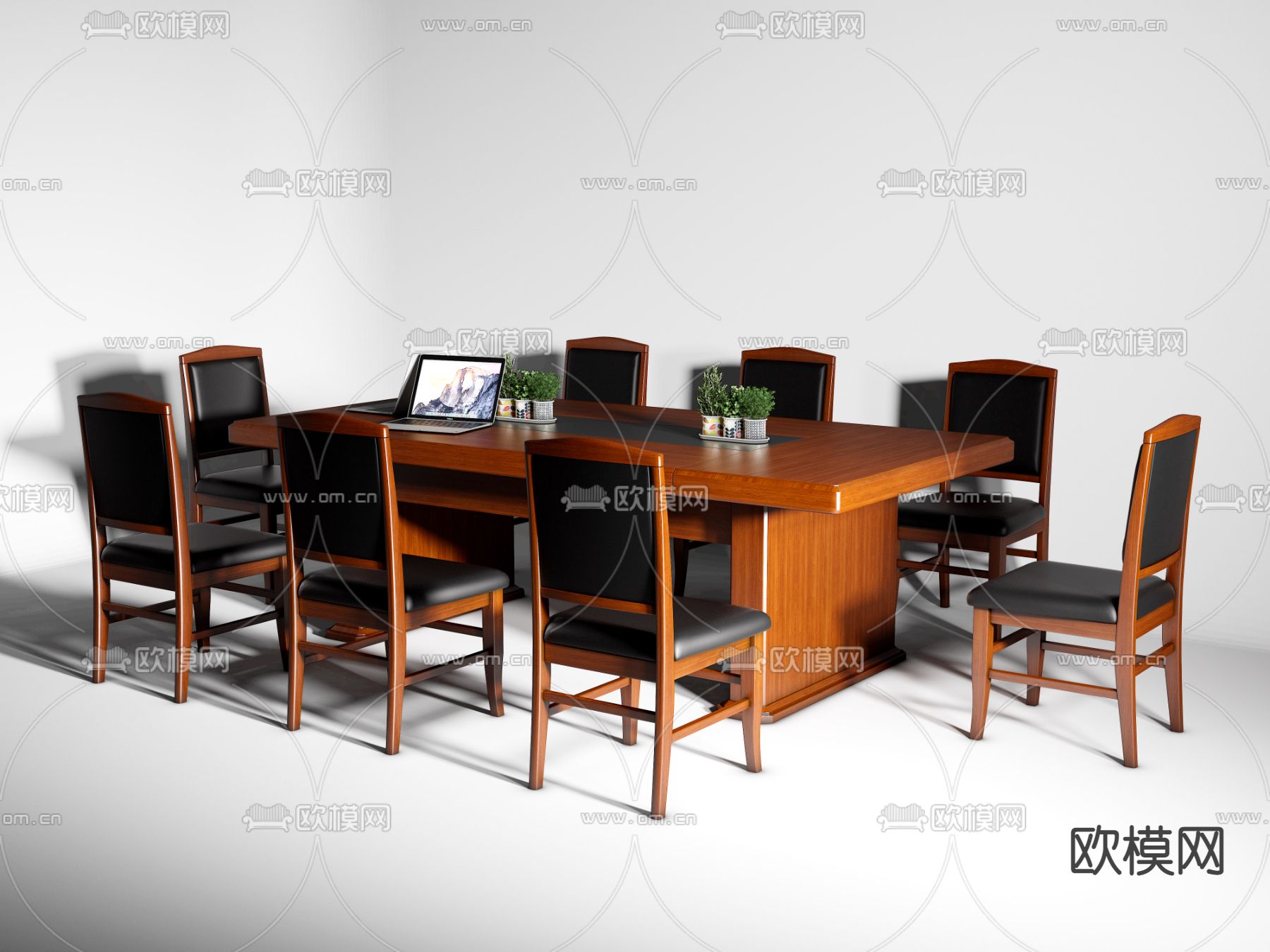 新古典会议桌椅3d模型下载（渲染图2）