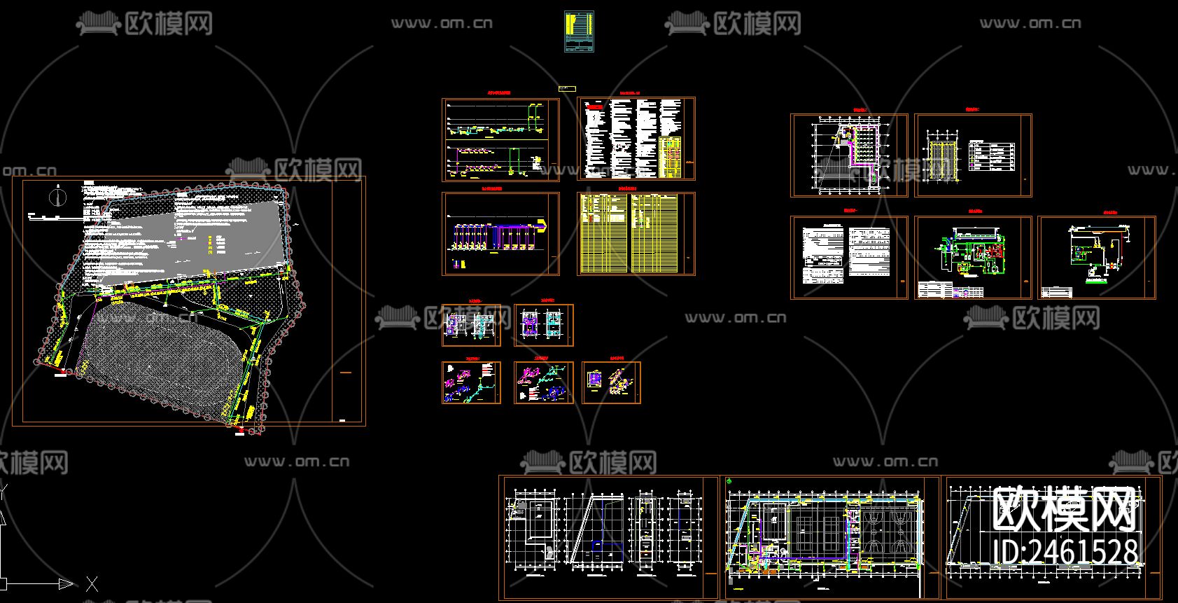 一层体育馆建筑给排水cad施工图下载（渲染图1）