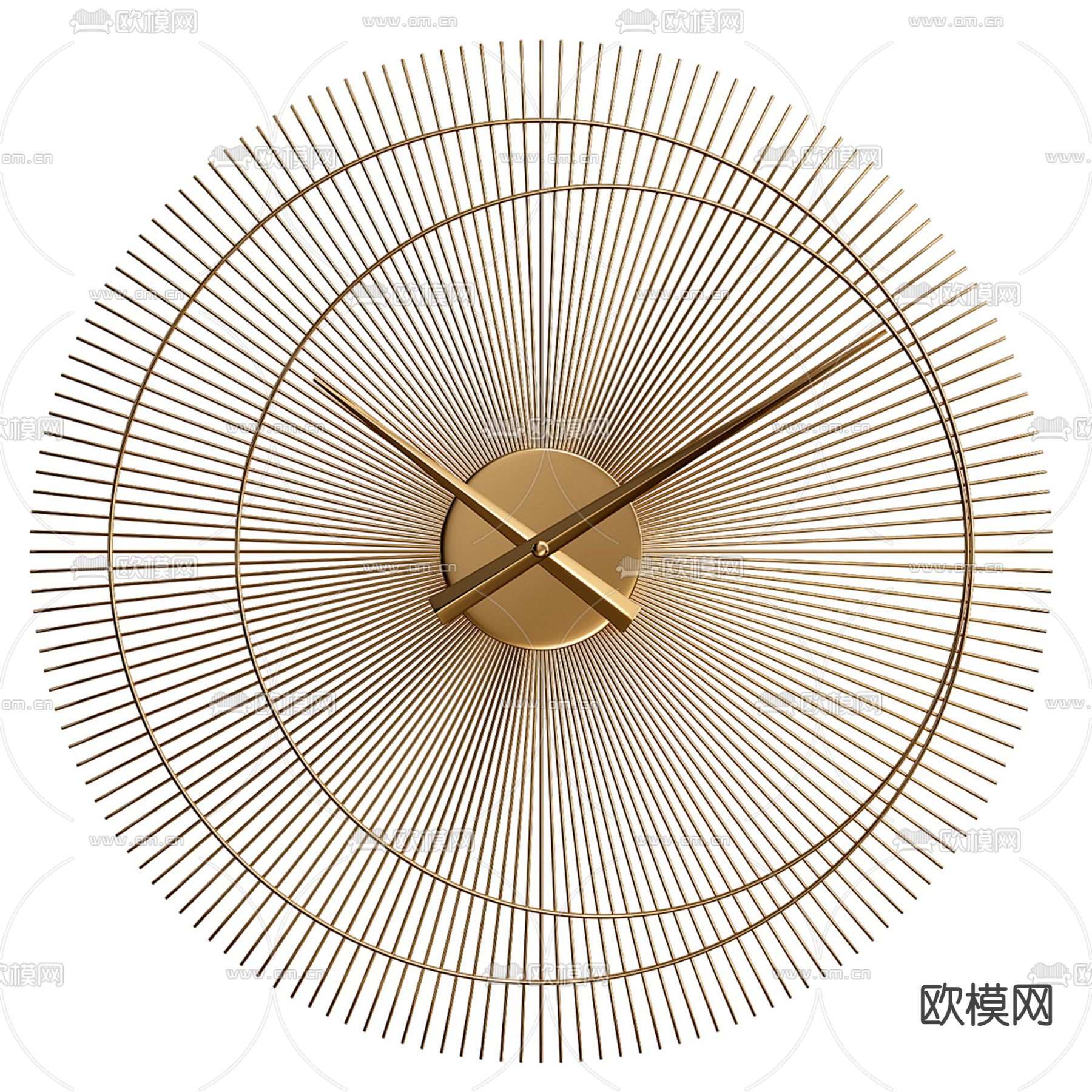 轻奢风挂钟 钟表3d模型下载（渲染图1）