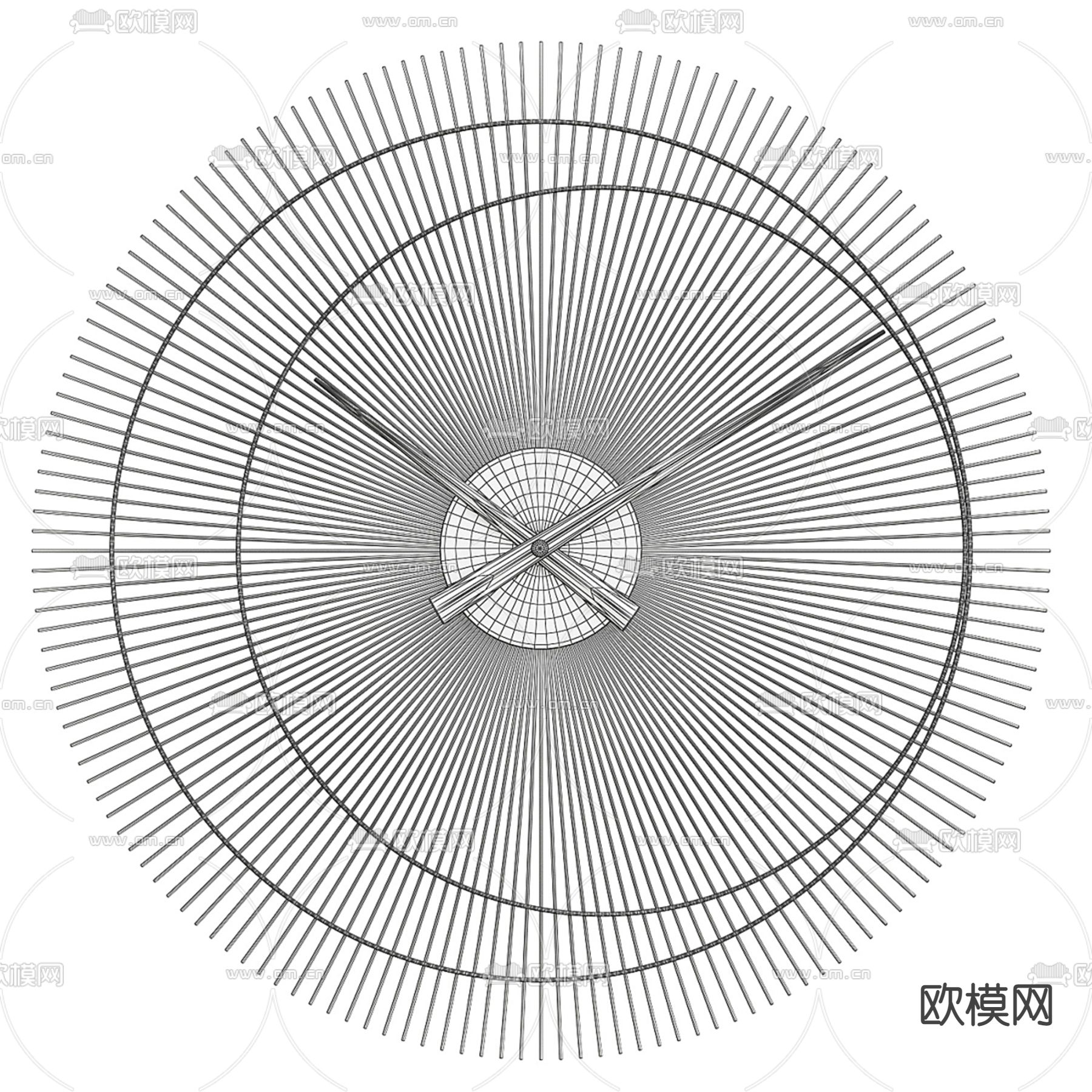 轻奢风挂钟 钟表3d模型下载（渲染图2）