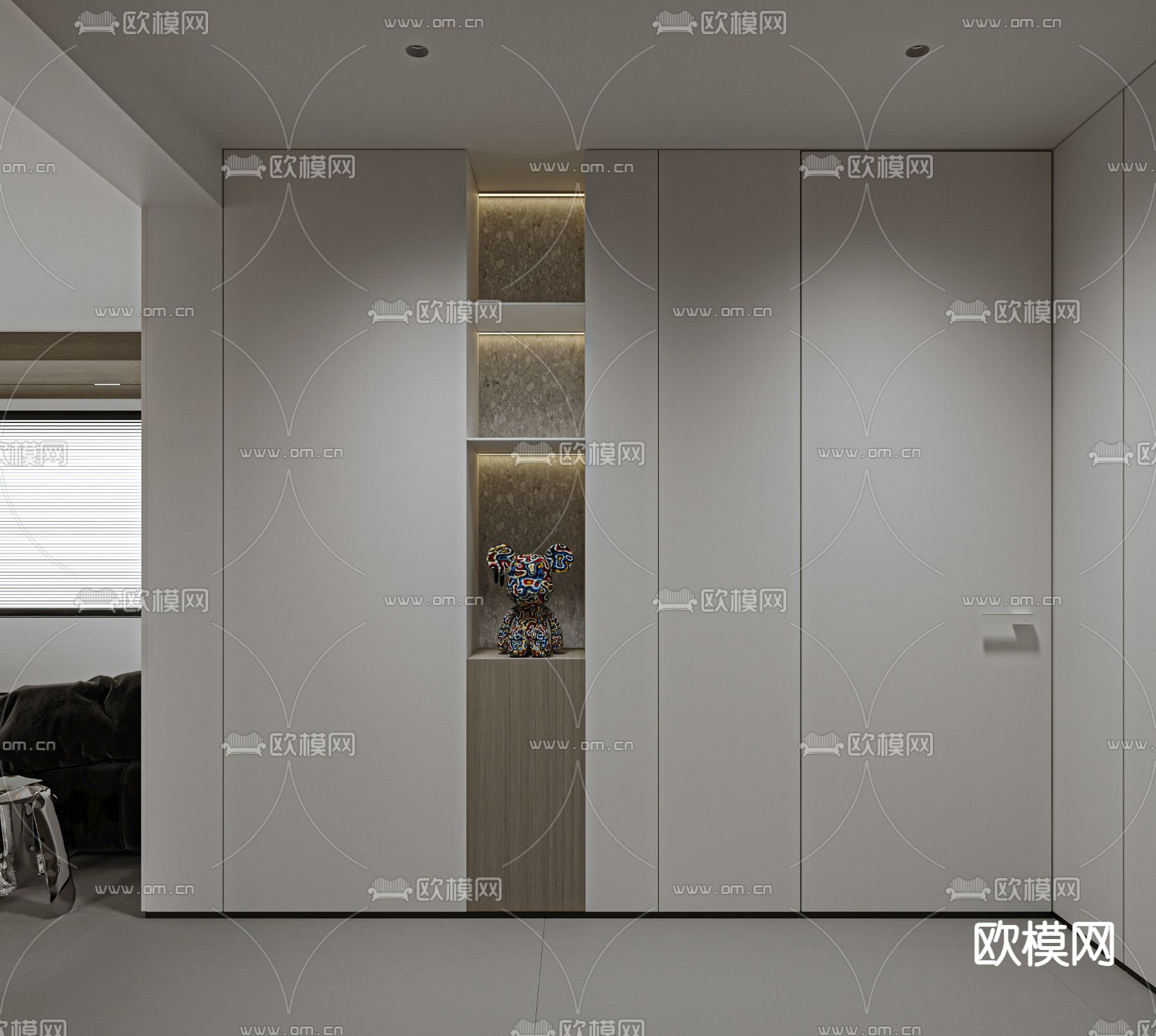 高级灰客餐厅3d模型下载（渲染图5）