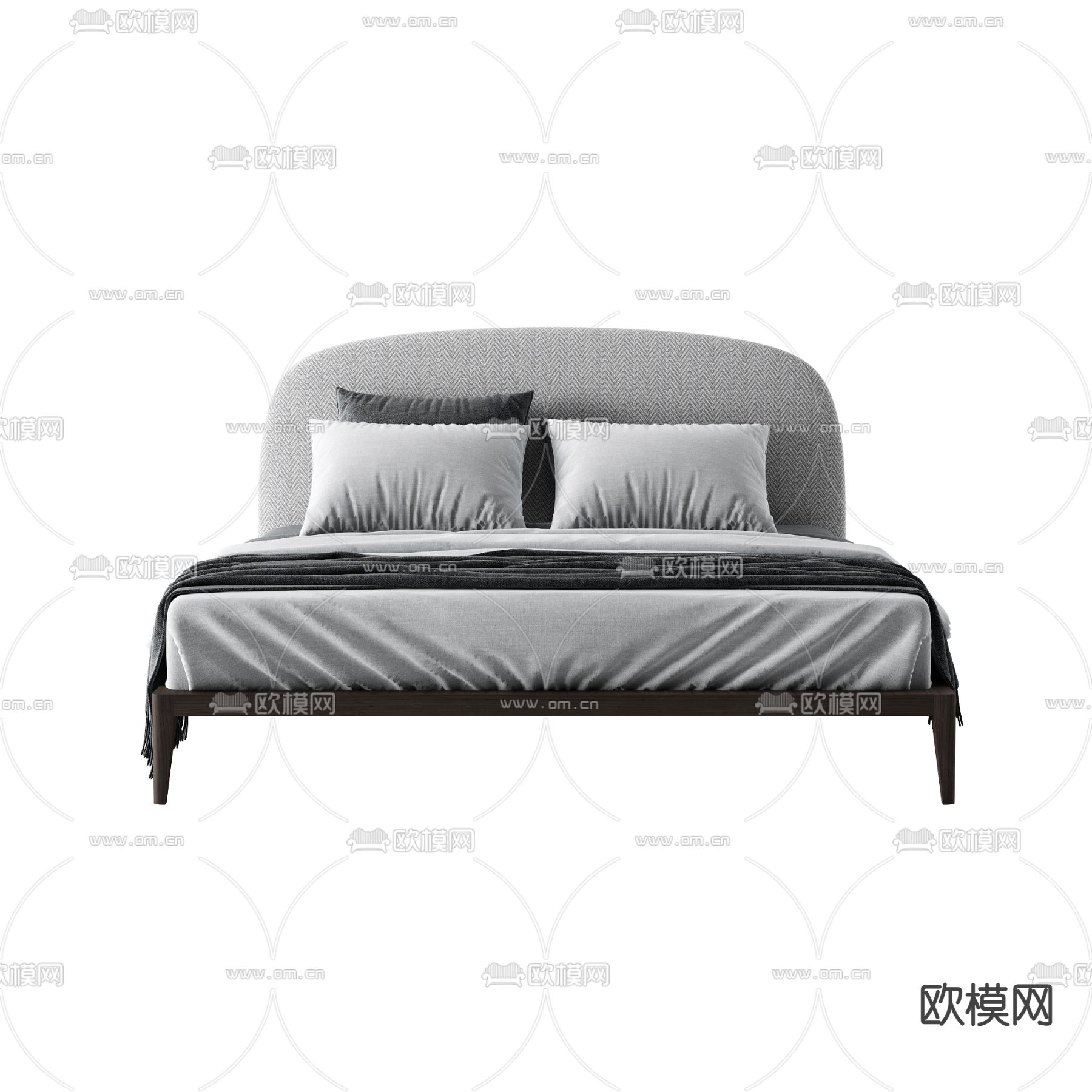 现代简约布艺双人床免费3d模型下载