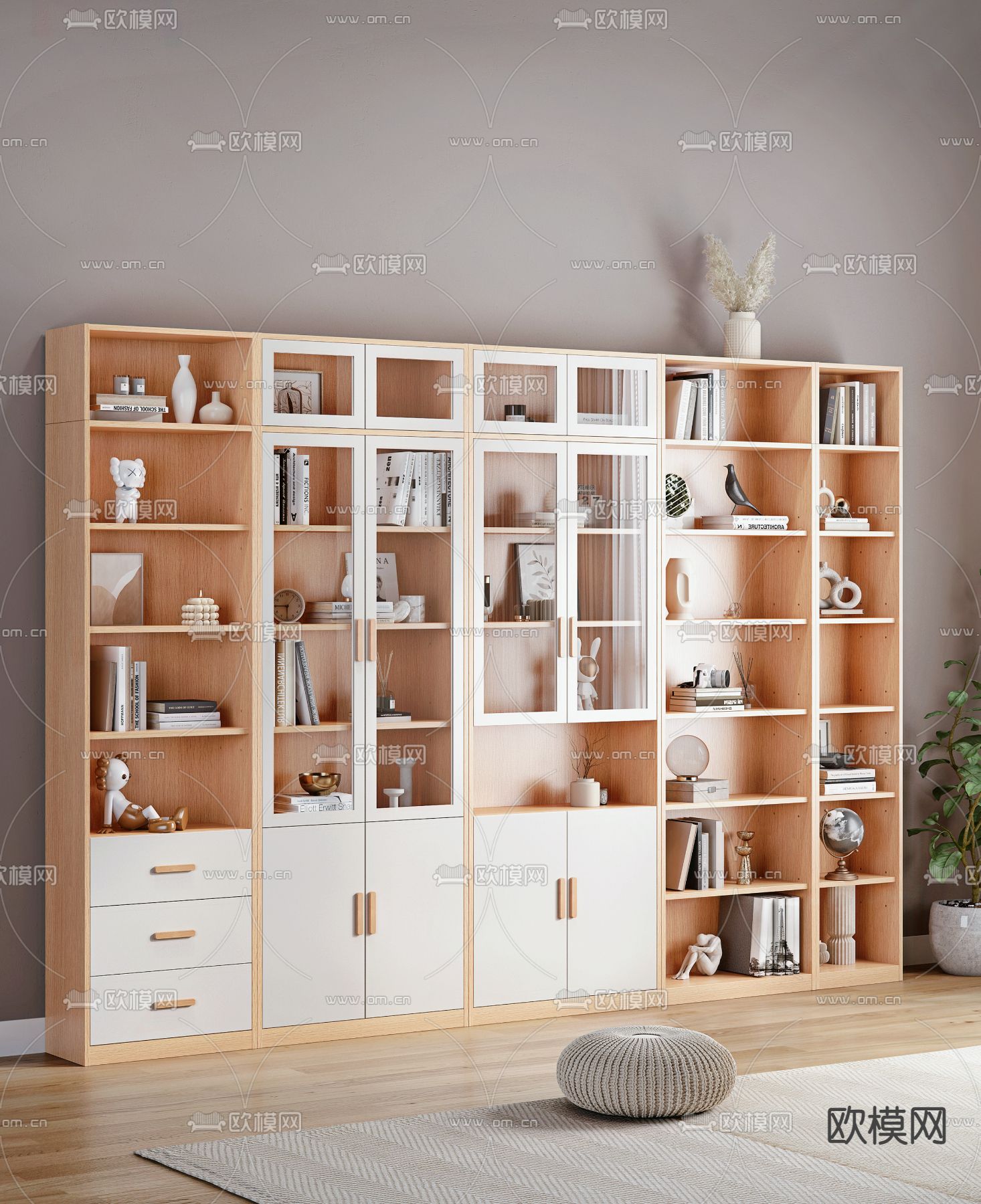 北欧书柜 书架3d模型下载