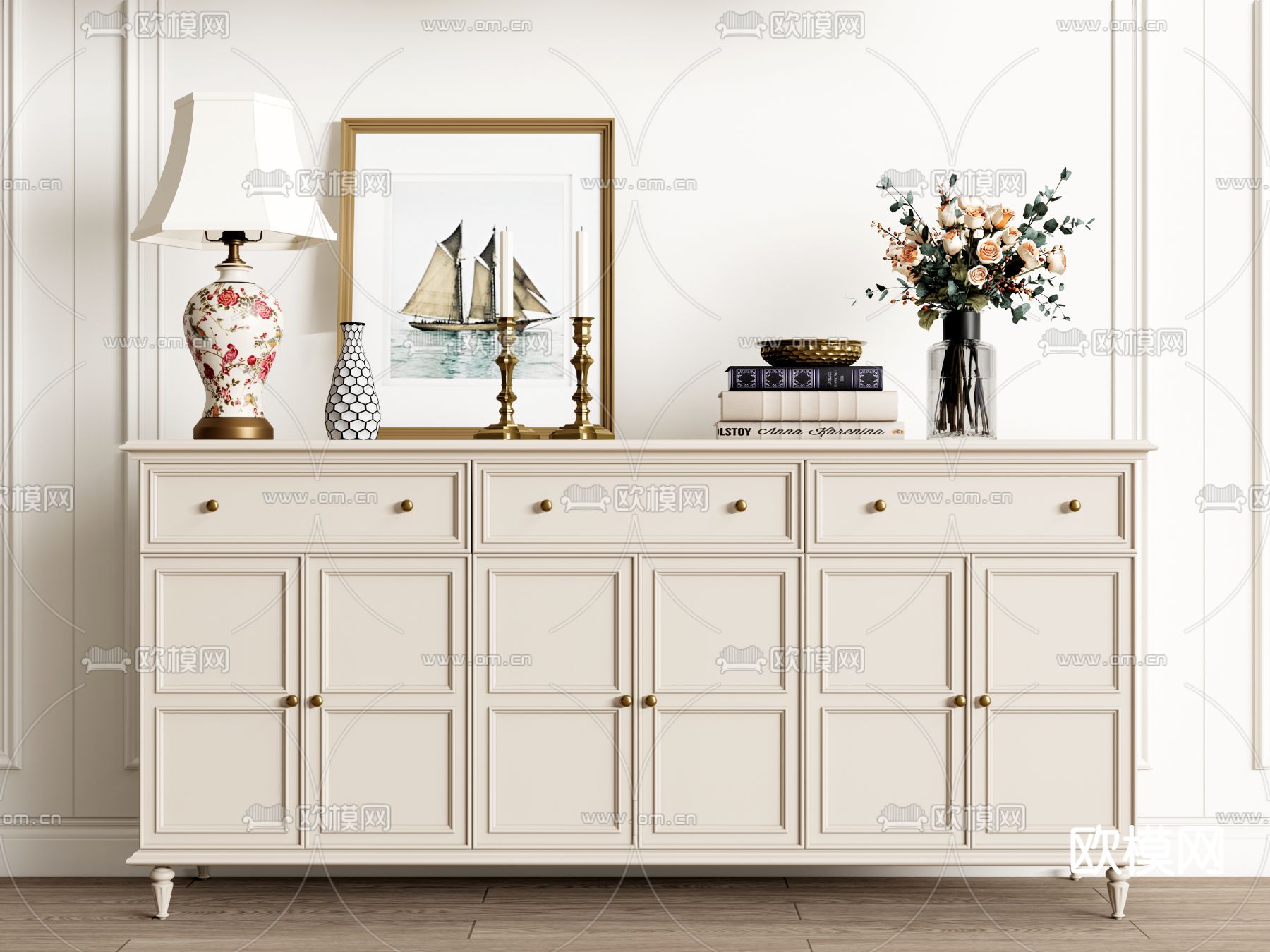 美式玄关柜 边柜 斗柜3d模型下载