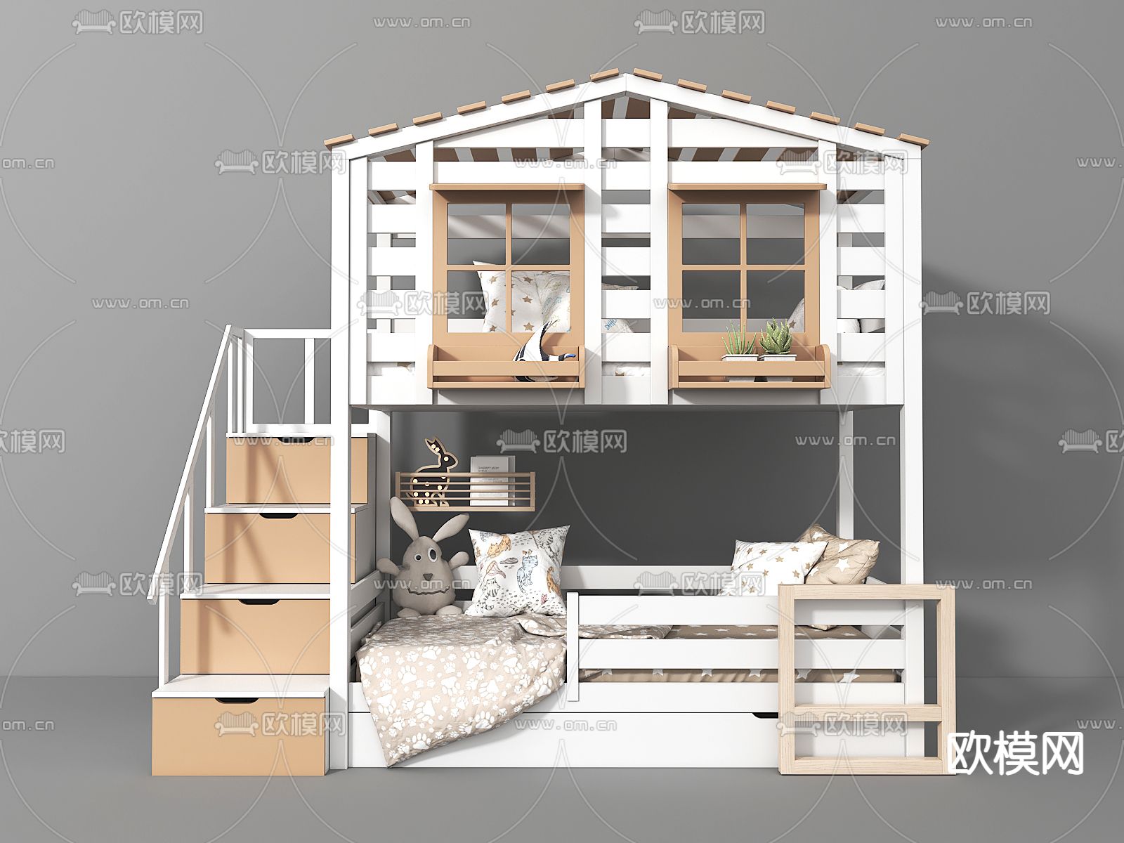 北欧儿童上下床3d模型下载