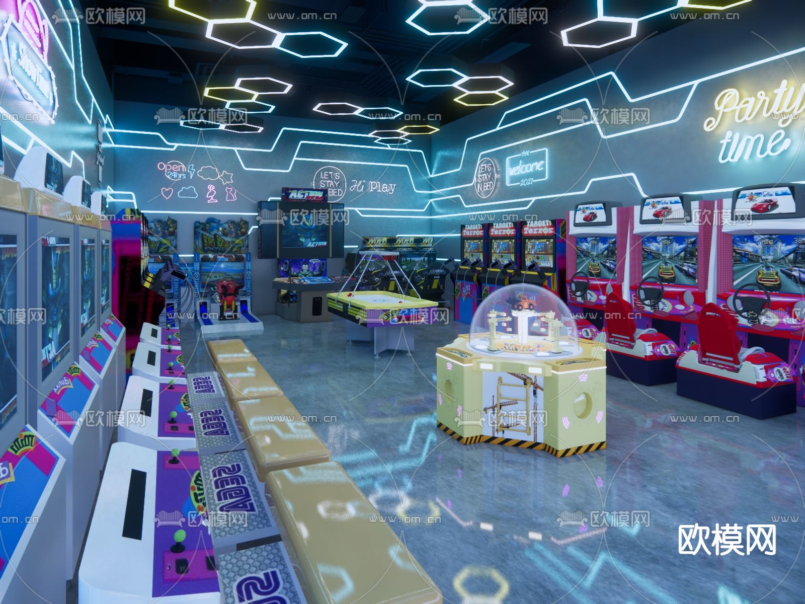 娱乐城 游戏厅 电玩城su模型下载（渲染图2）