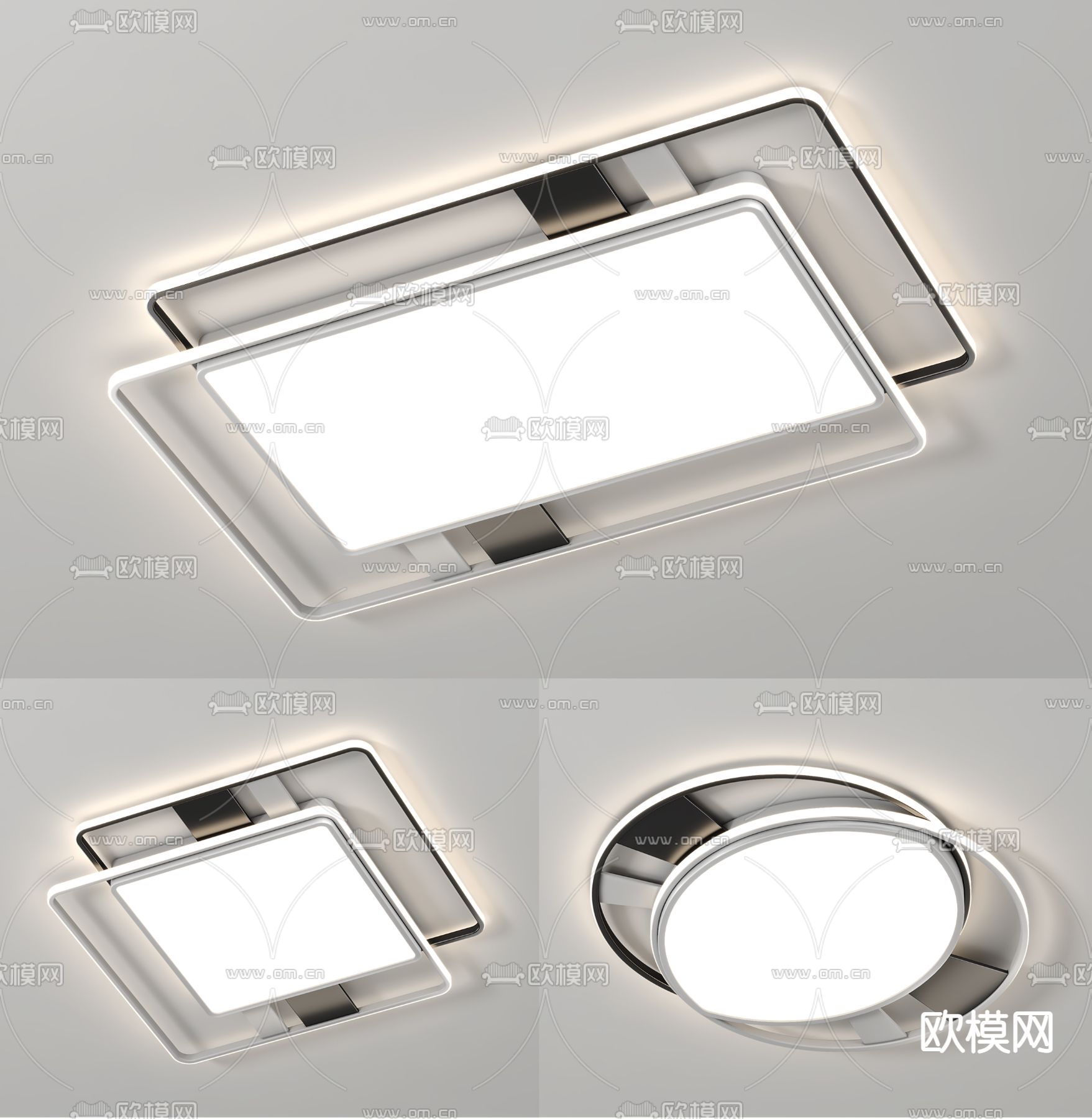 几何吸顶灯su模型下载（渲染图1）