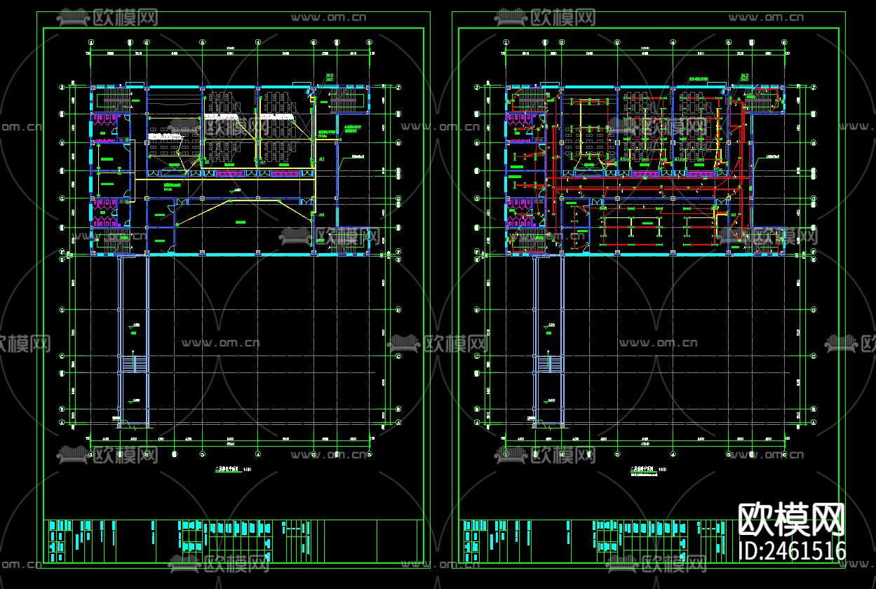 某小学四层框架体艺楼电气cad施工图下载（渲染图1）