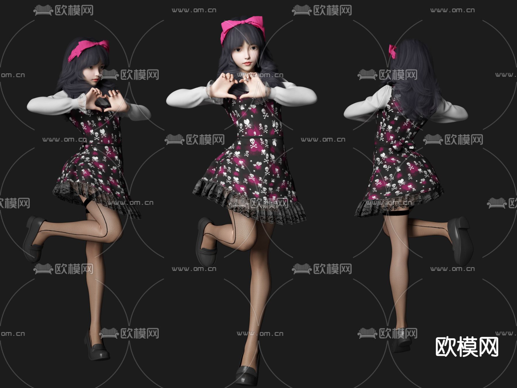 洛丽塔萝莉美女人物3d模型下载