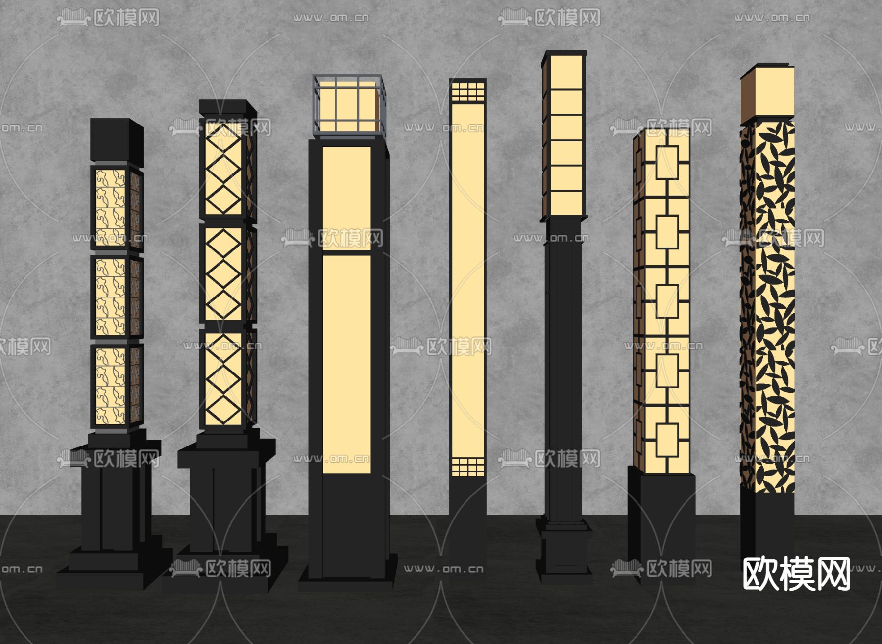 新中式景观灯 草坪灯 庭院灯su模型下载（渲染图2）