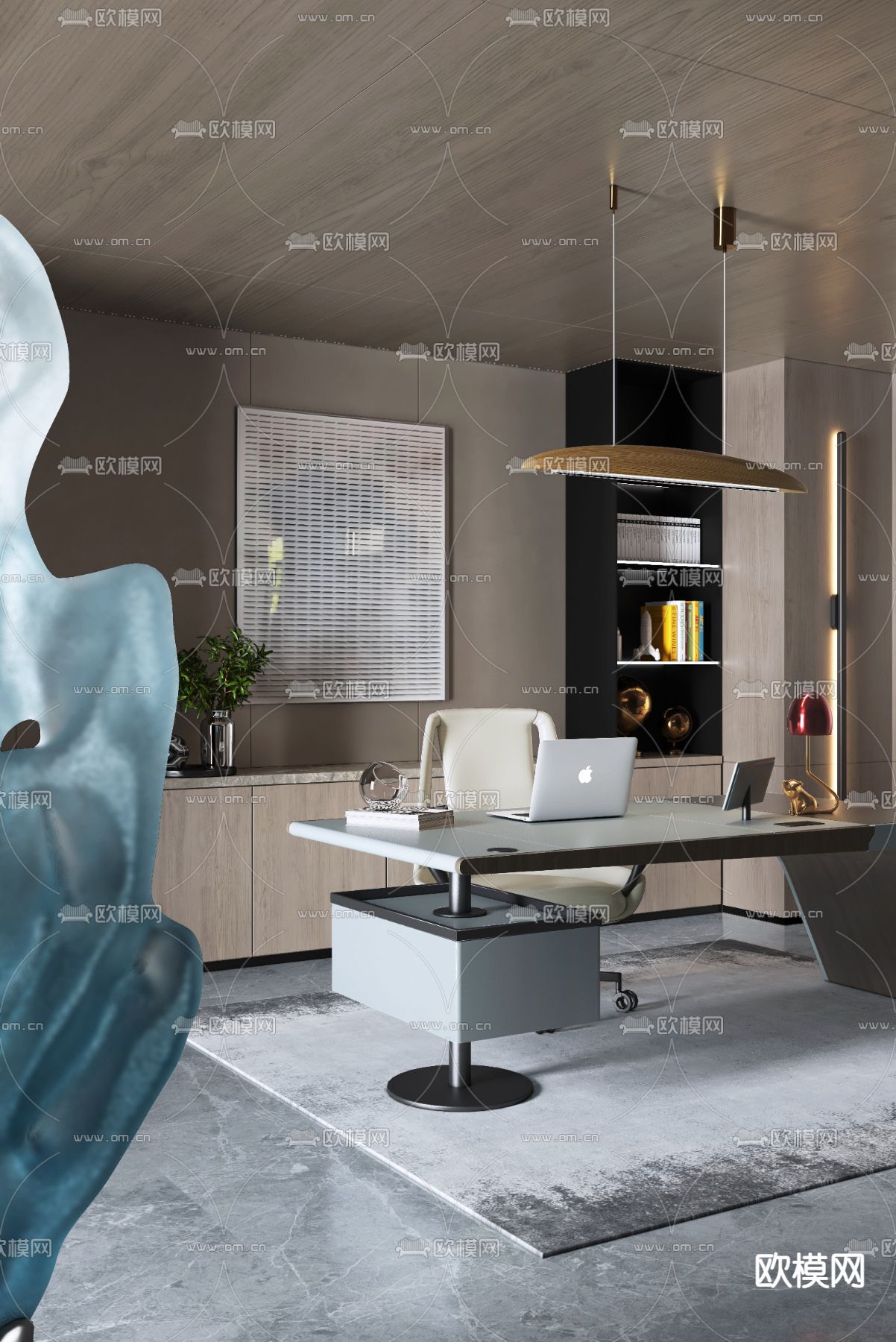 德加艺尚设计 现代书房su模型下载