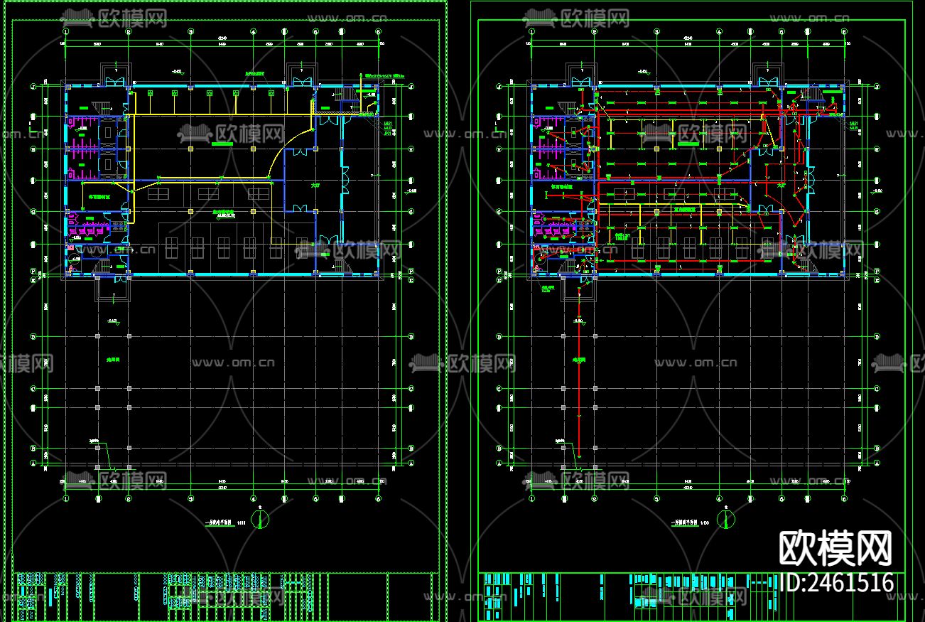 某小学四层框架体艺楼电气cad施工图下载（渲染图3）