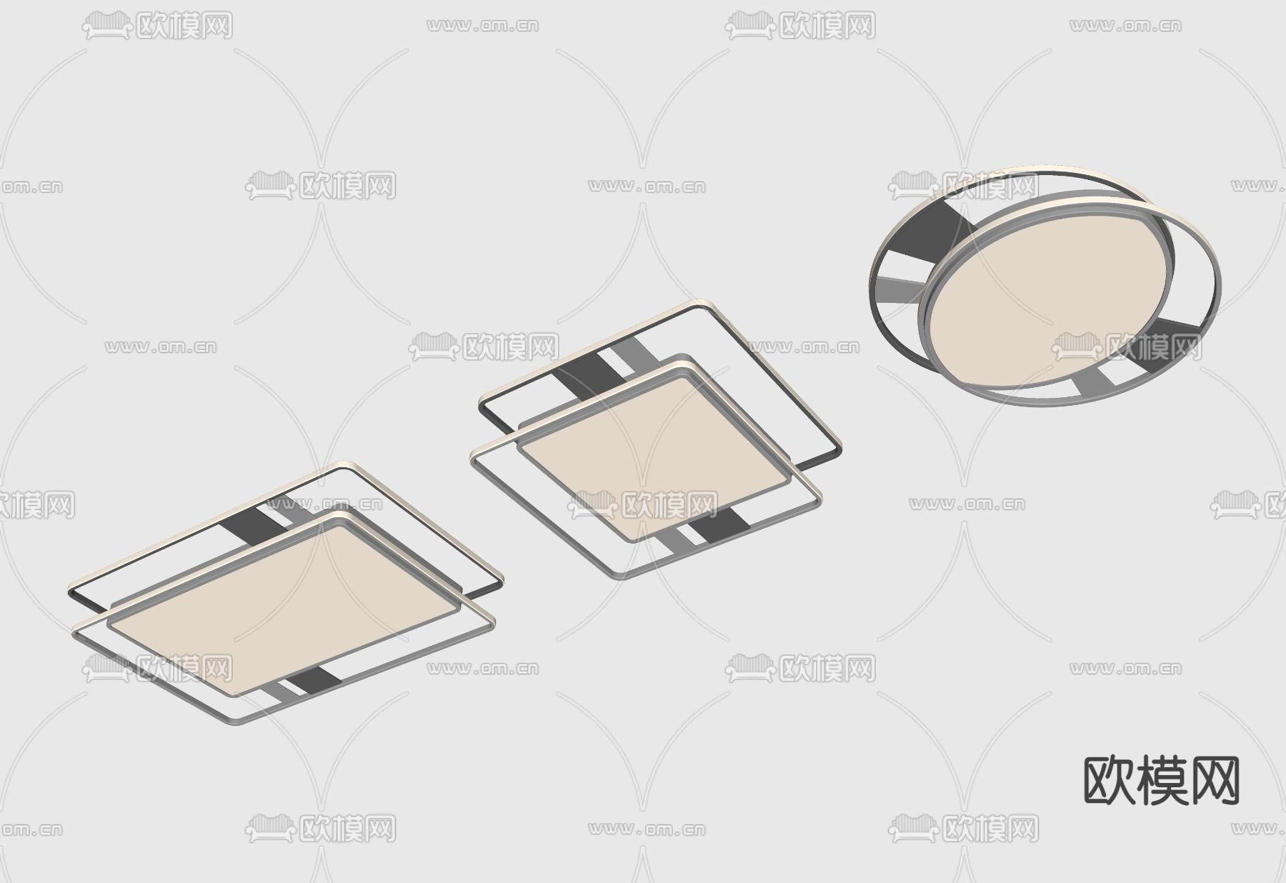 几何吸顶灯su模型下载（渲染图2）