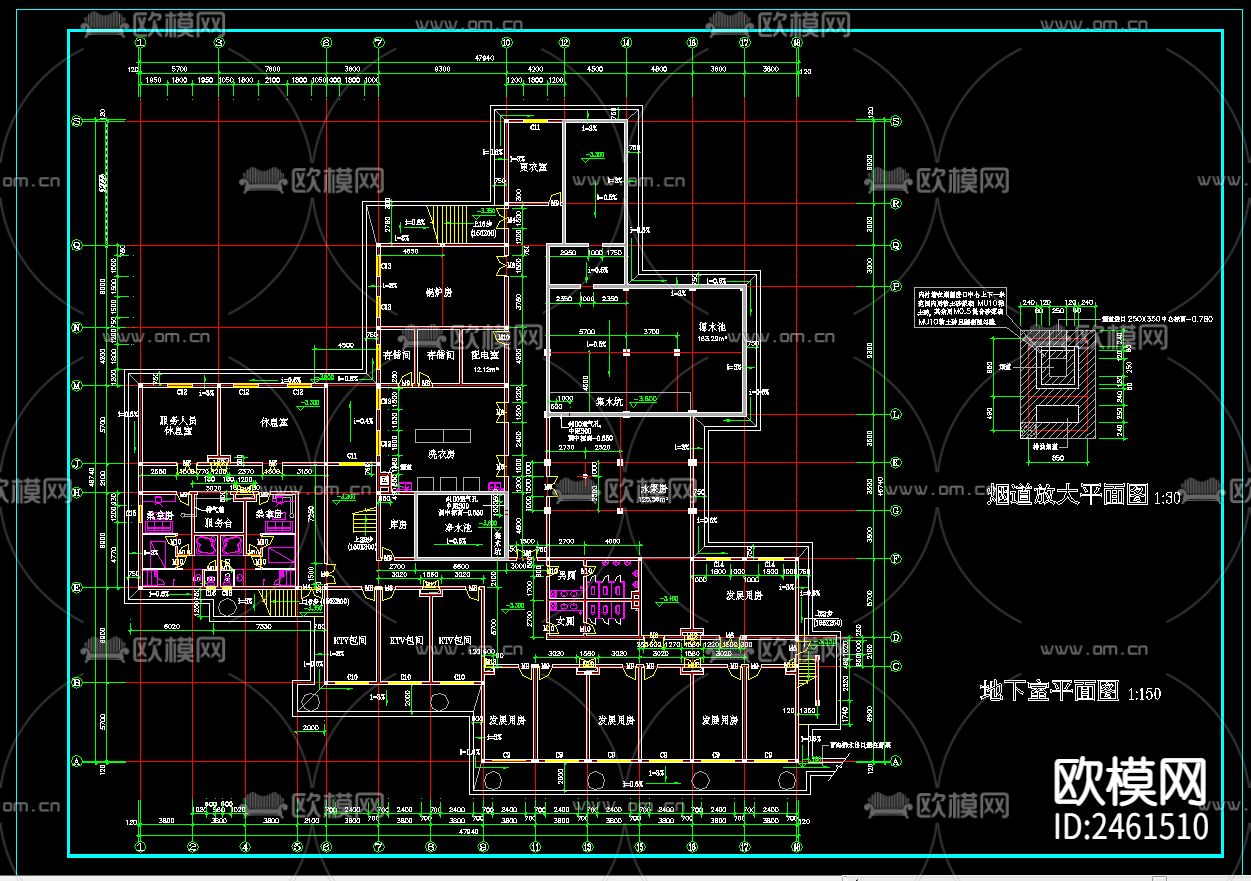 中式商务楼建筑cad施工图下载（渲染图4）