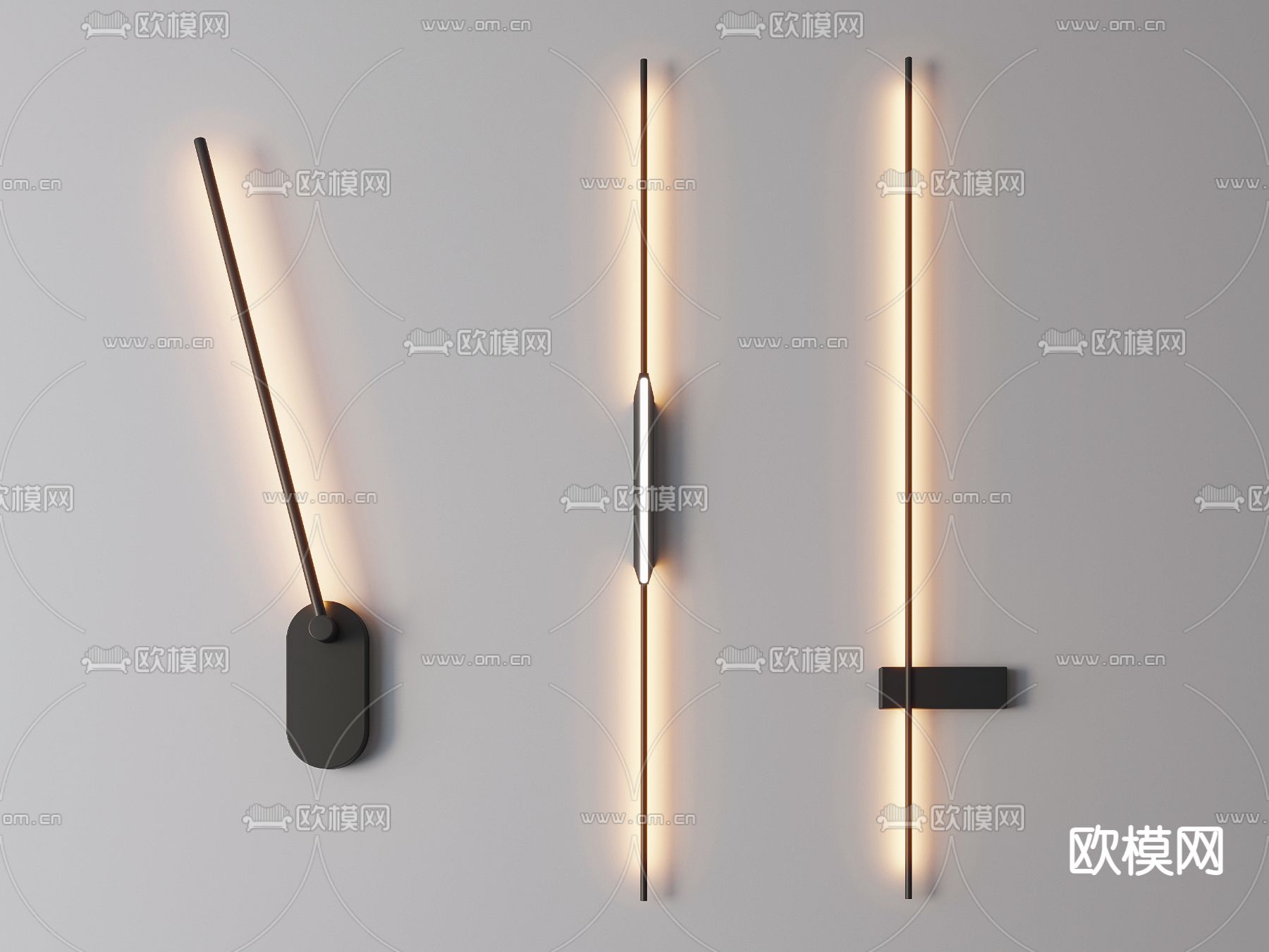 极简长条壁灯su模型下载