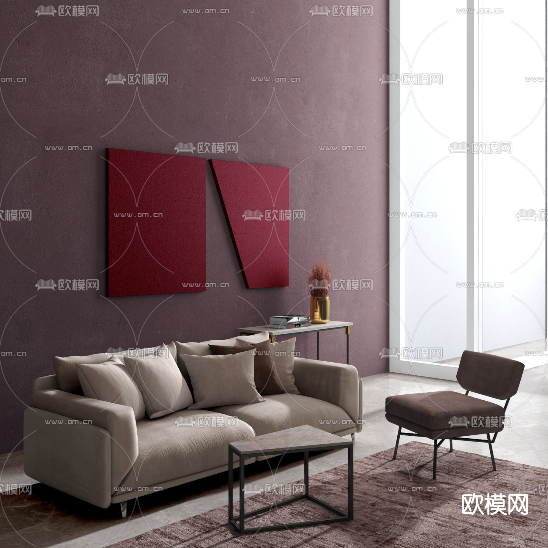 意大利ARFLEX品牌 现代布艺双人沙发SU模型下载