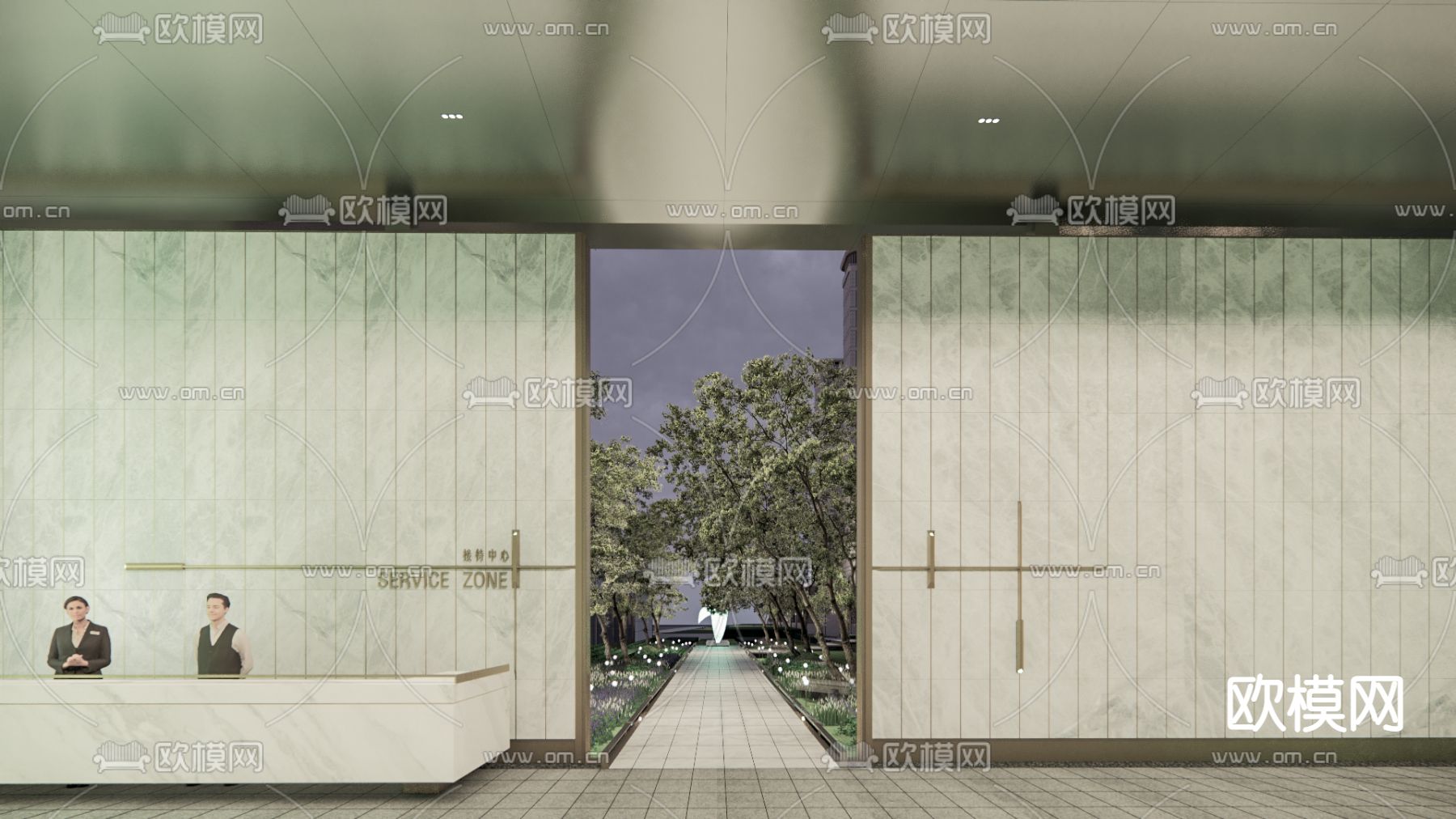 轻奢售楼处 建筑外观su模型下载（渲染图3）