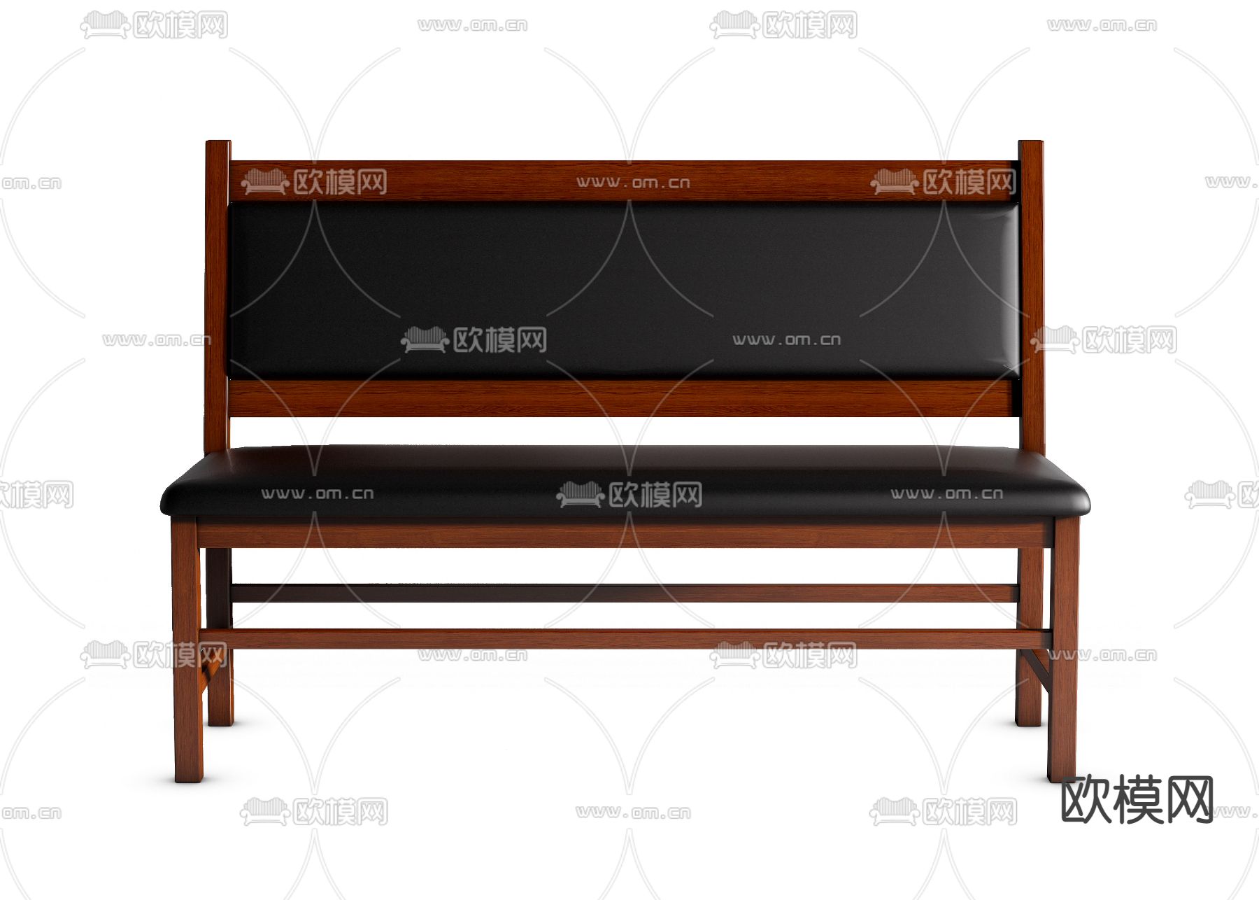 实木条椅 排椅3d模型下载（渲染图1）