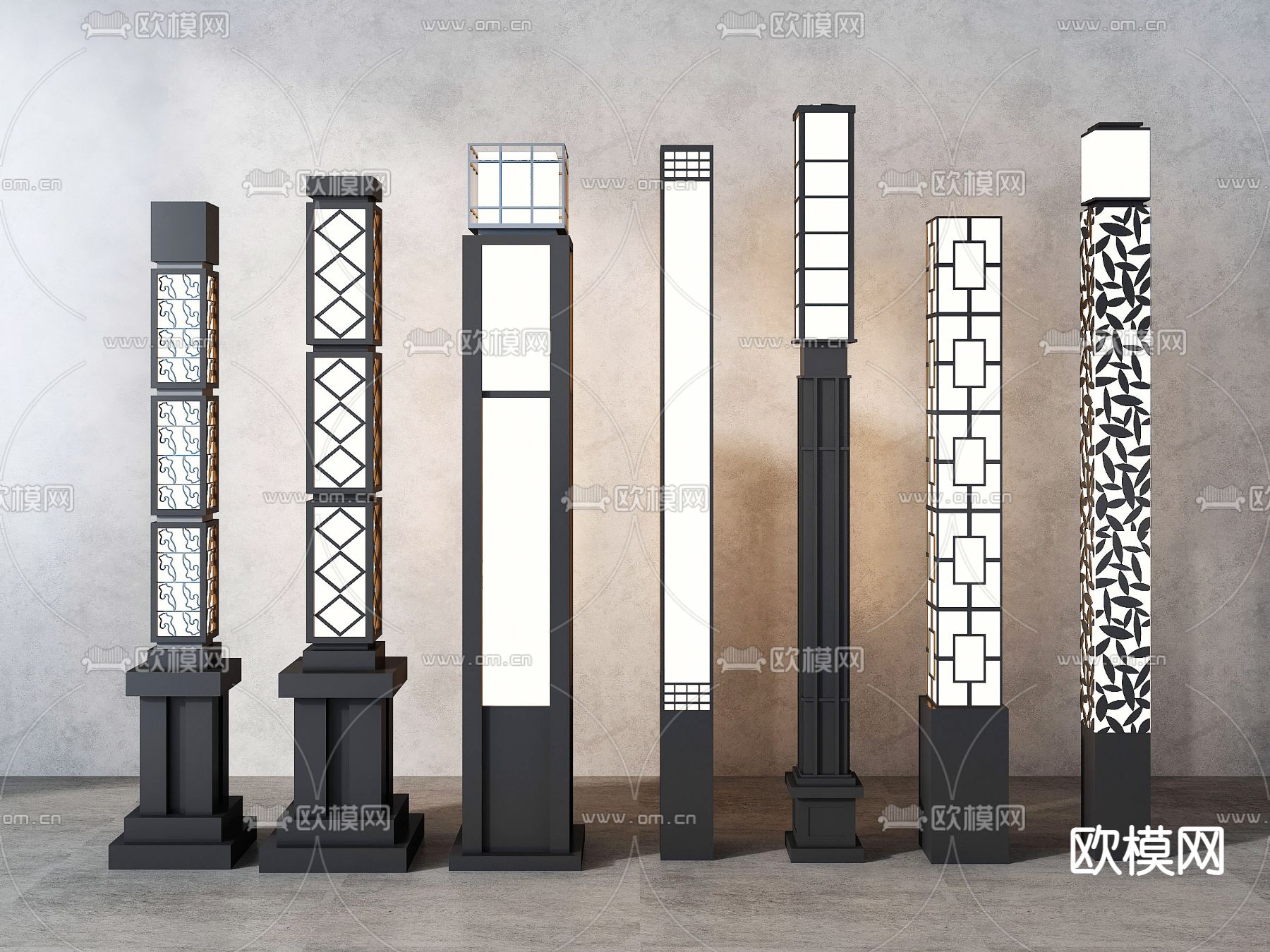 新中式景观灯 草坪灯 庭院灯su模型下载（渲染图1）