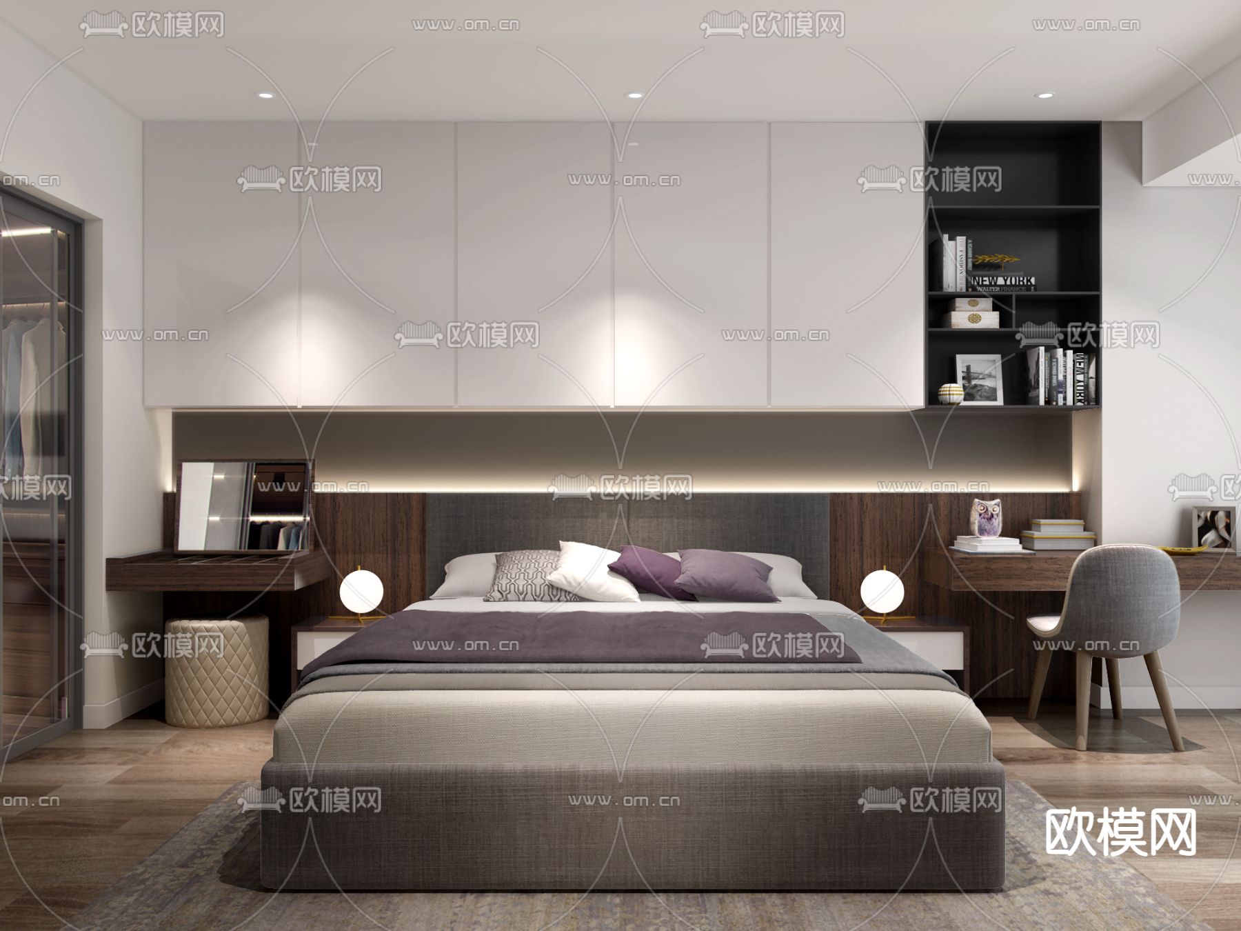 Tung Le设计 现代卧室双人床SU模型下载