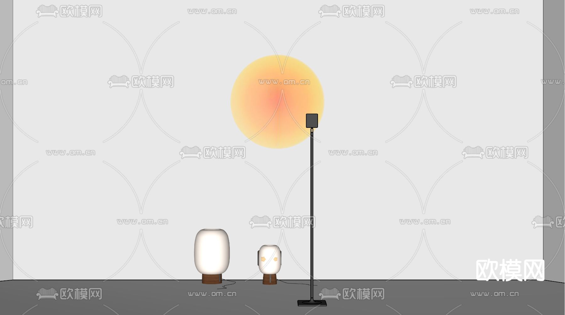 极简落地灯 台灯 装饰灯su模型下载（渲染图2）