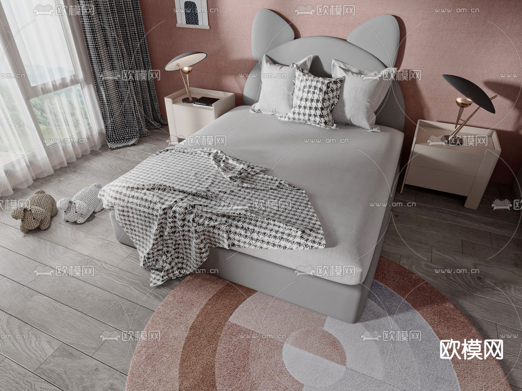 现代儿童床3d模型下载