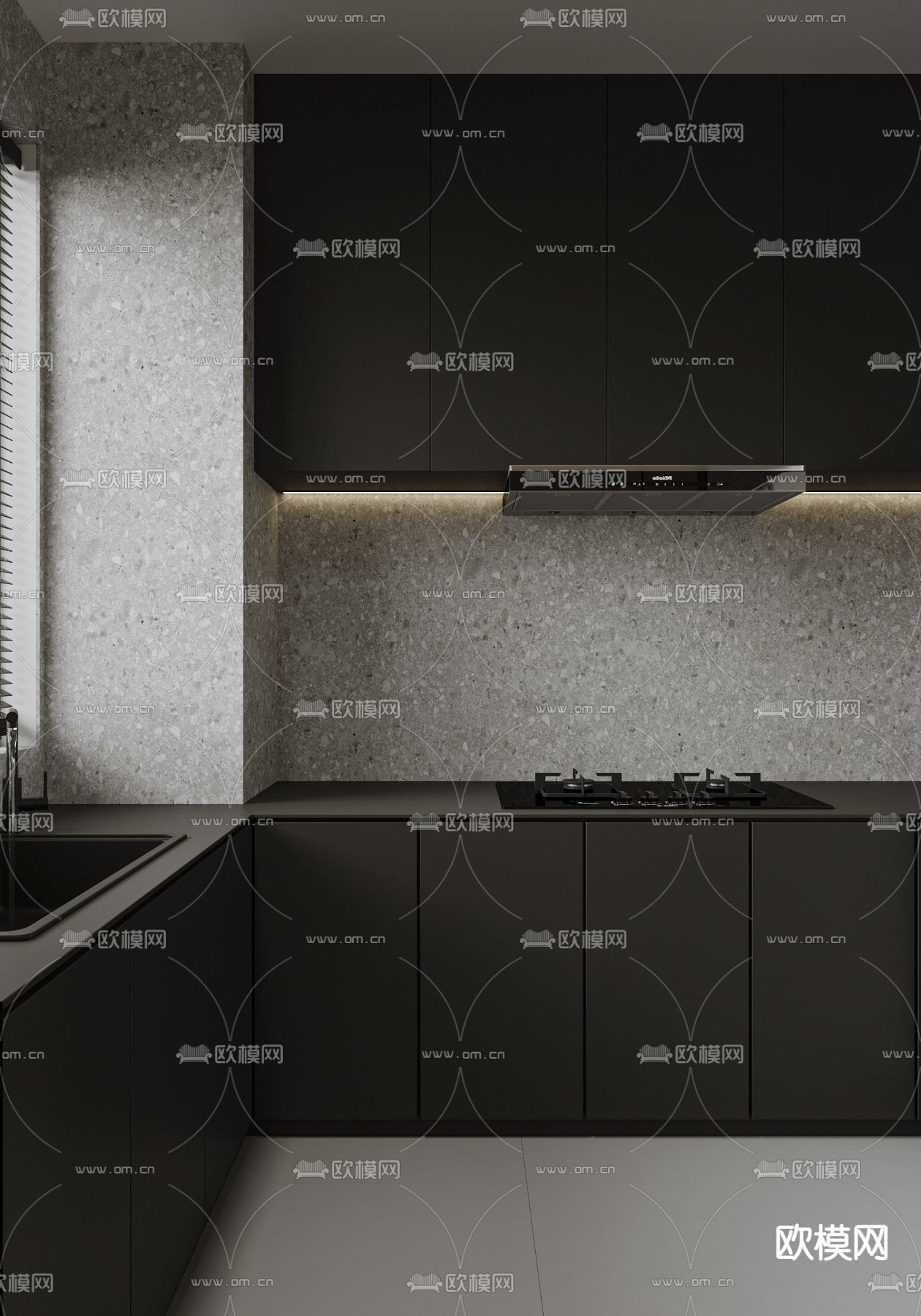 高级灰客餐厅3d模型下载（渲染图6）