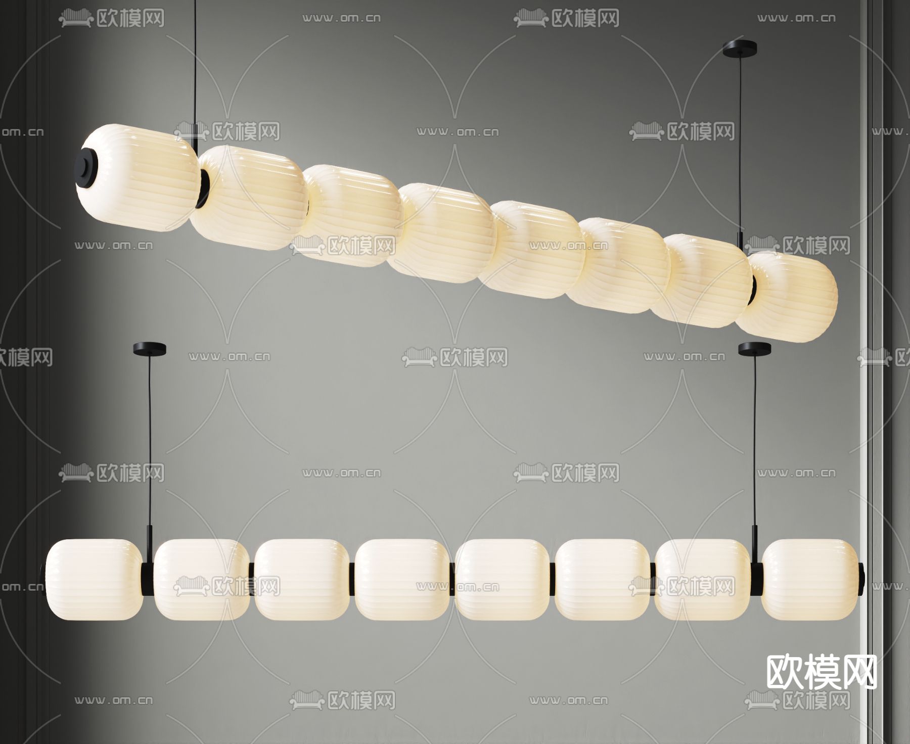 长条吊灯 餐厅吊灯su模型下载（渲染图1）