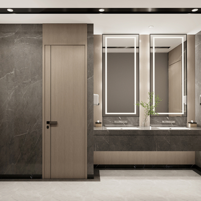  公共卫生间 洗手间su模型 