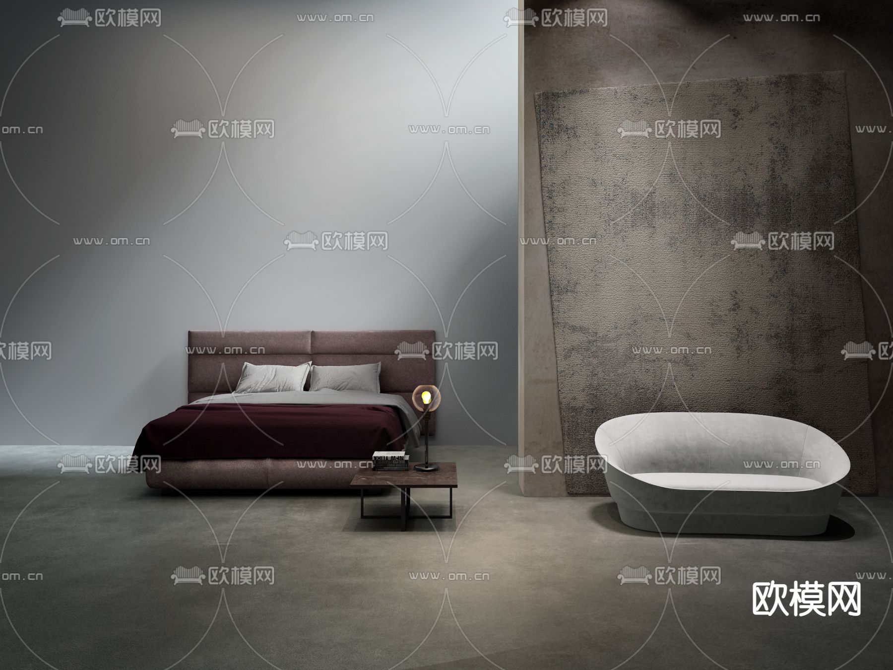 意大利BAXTER品牌 现代布艺双人床双人沙发SU模型下载