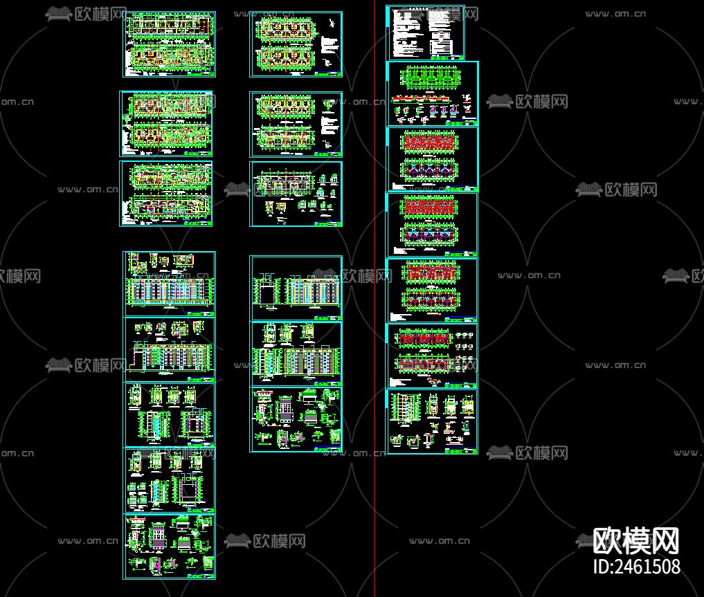 七层物流中心商务区建筑cad施工图下载（渲染图1）