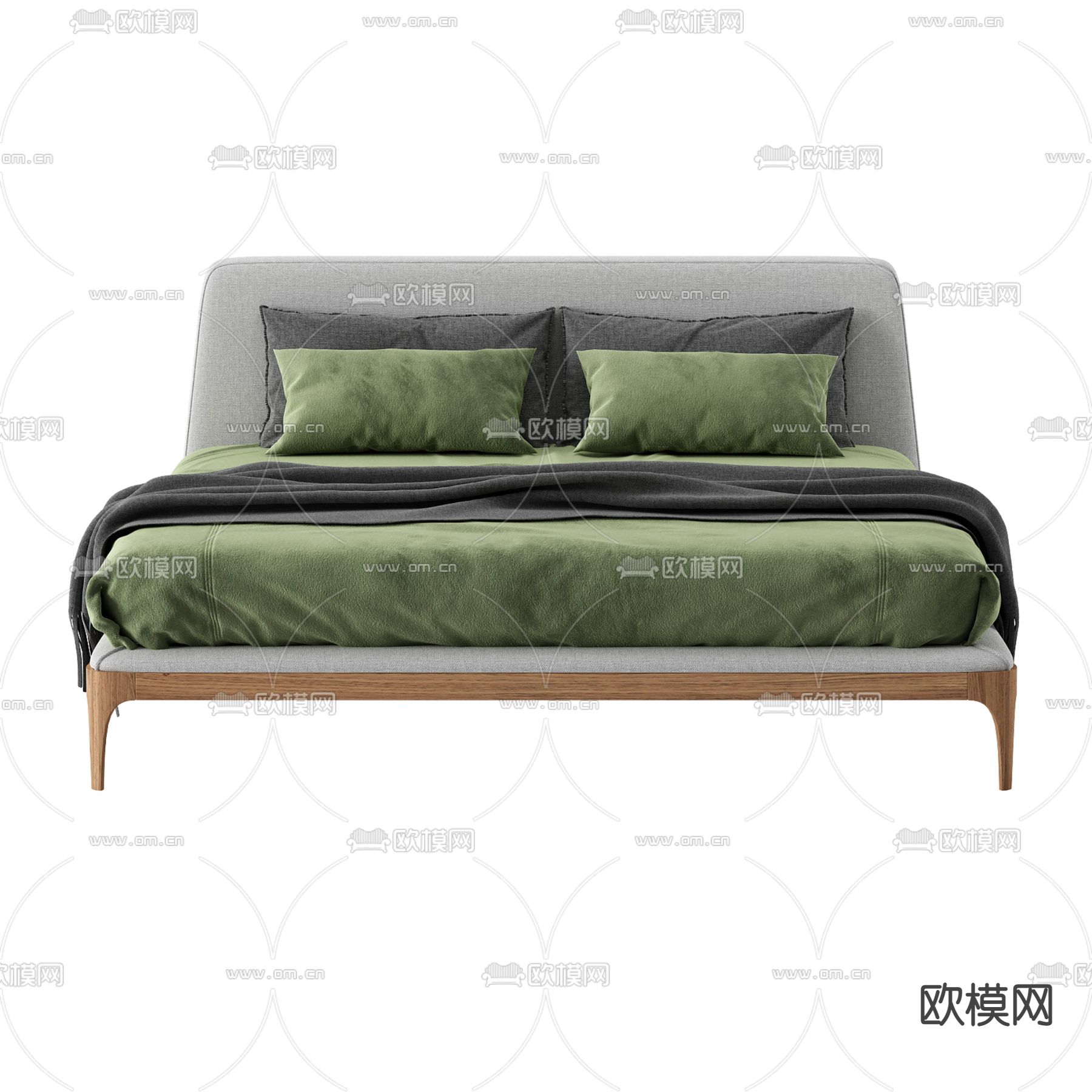 北欧简约布艺双人床免费3d模型下载