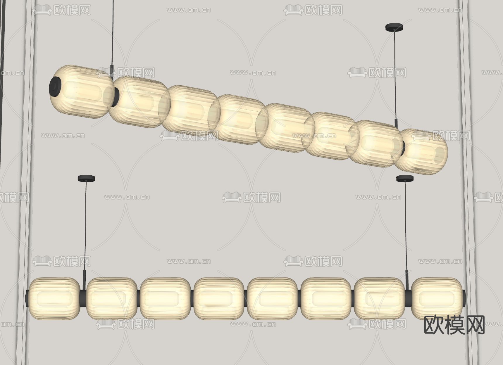 长条吊灯 餐厅吊灯su模型下载（渲染图2）