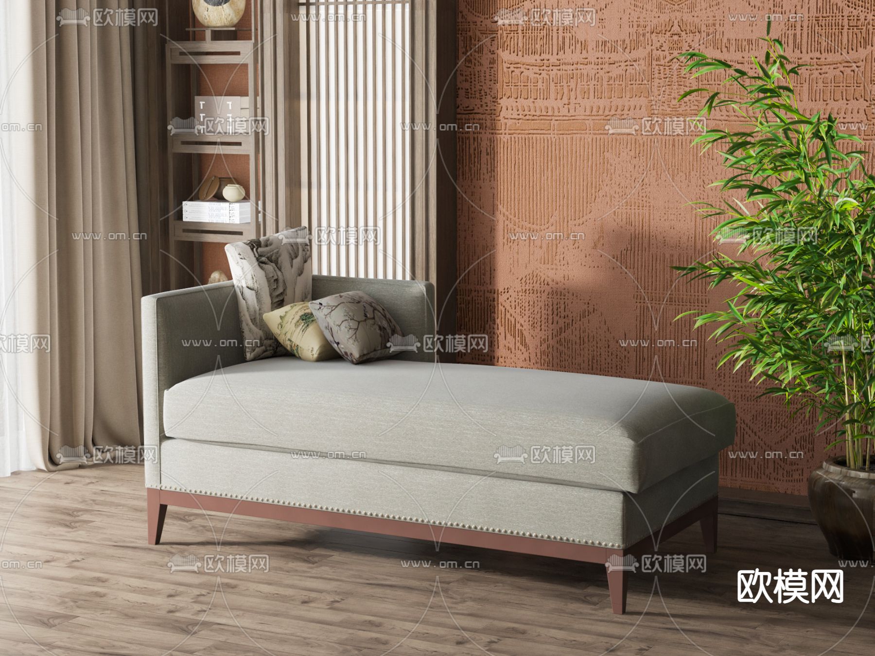 新中式贵妃椅3d模型下载