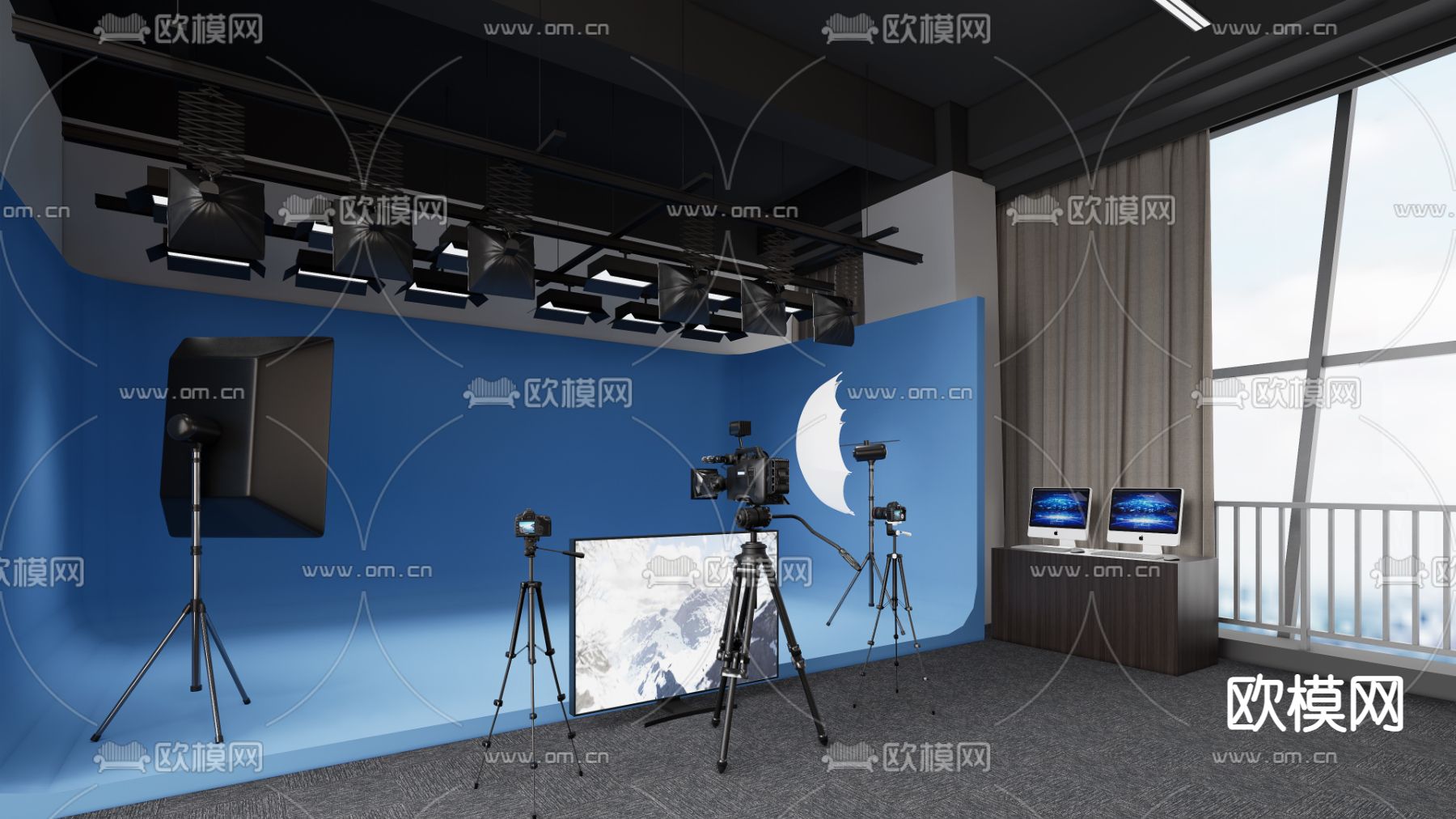 现代摄影棚3d模型下载