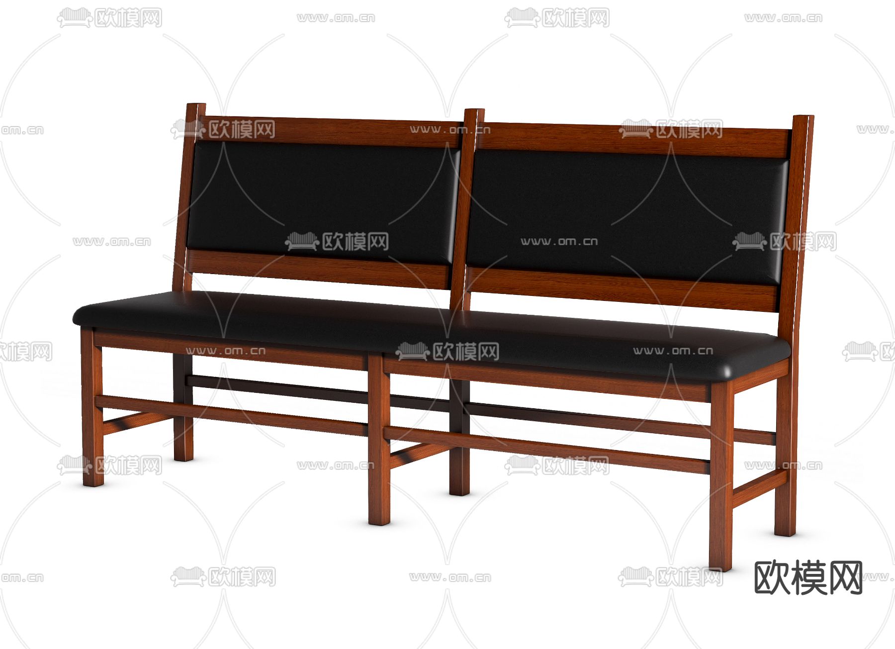 实木条椅 排椅3d模型下载（渲染图2）