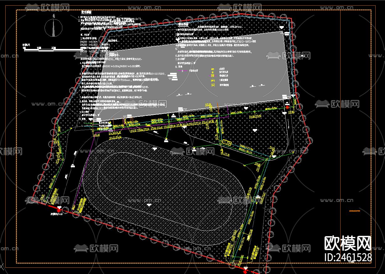 一层体育馆建筑给排水cad施工图下载（渲染图2）