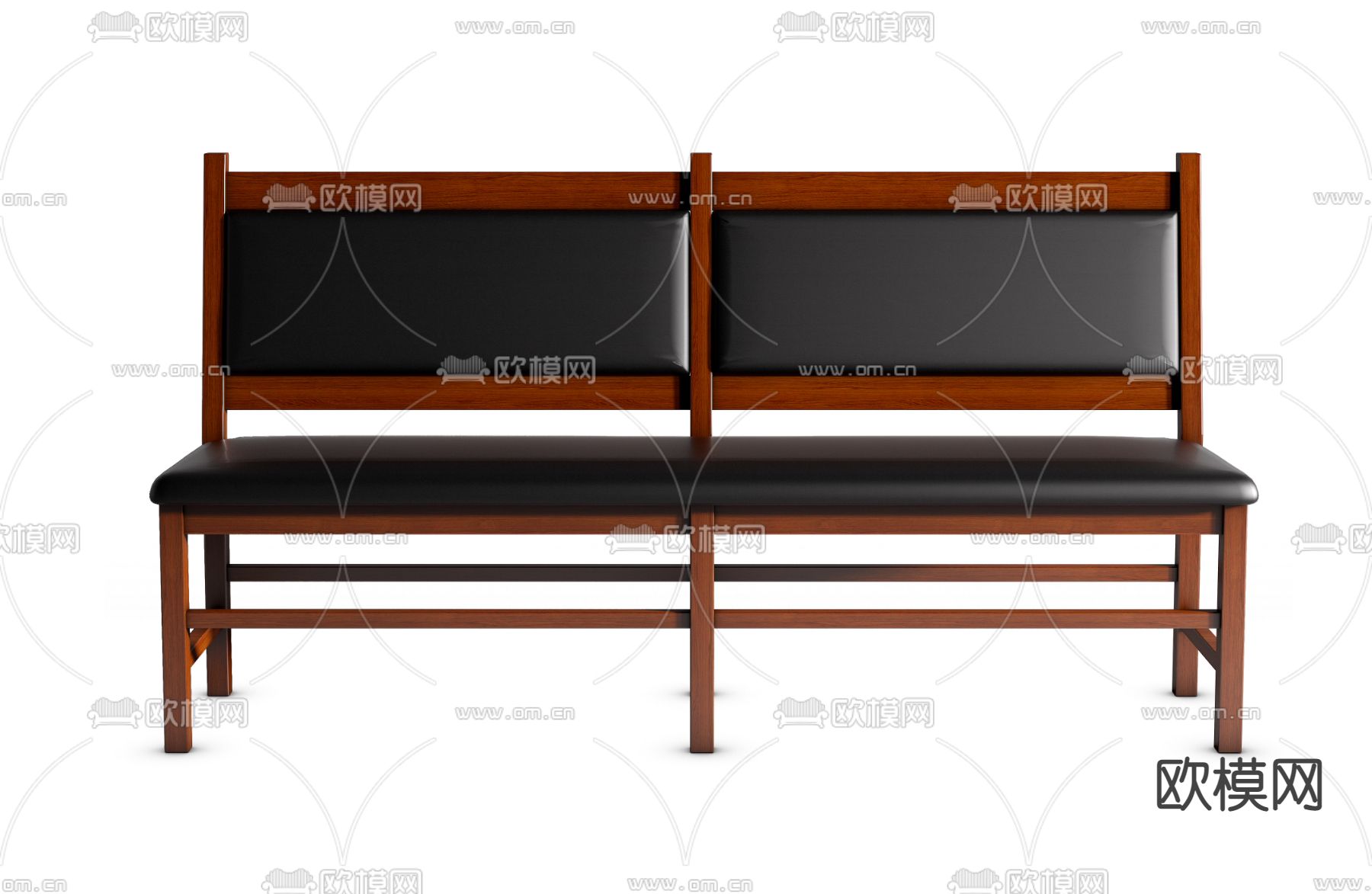 实木条椅 排椅3d模型下载（渲染图5）