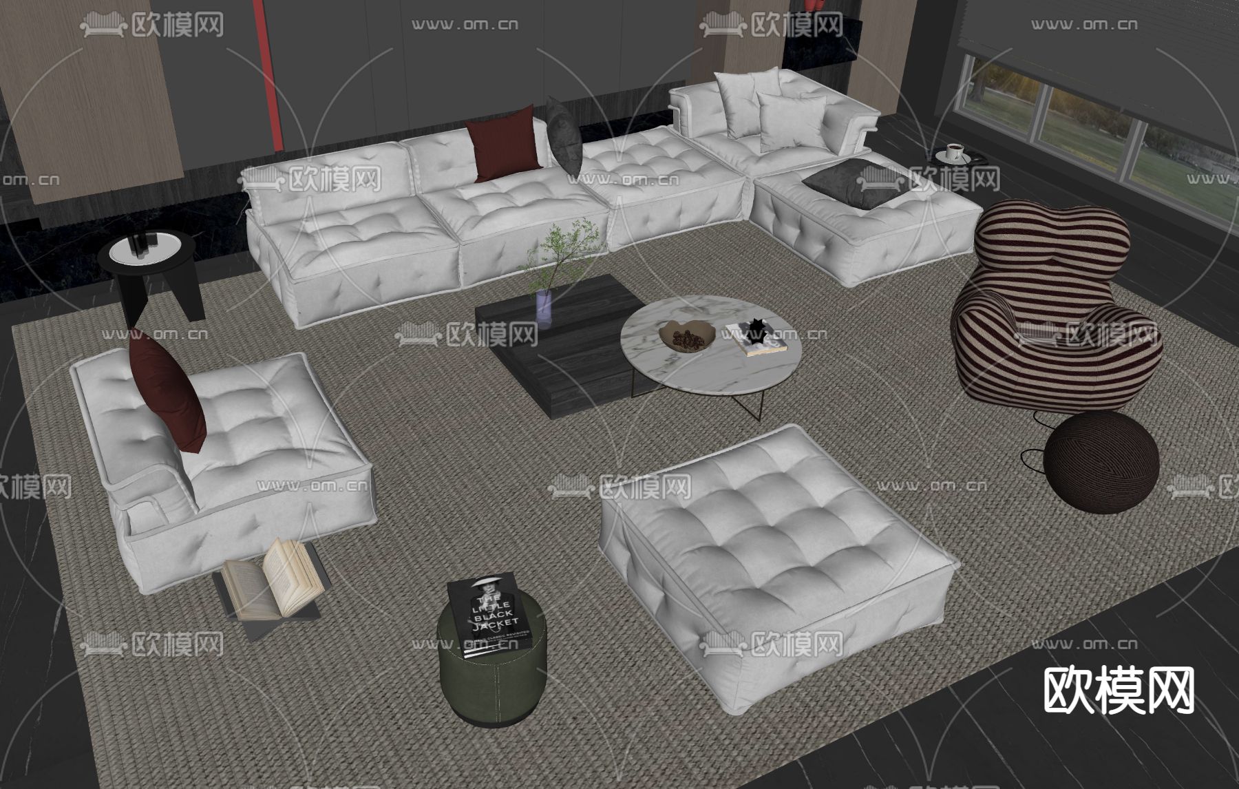 Minotti 米洛提 组合沙发su模型下载（渲染图2）