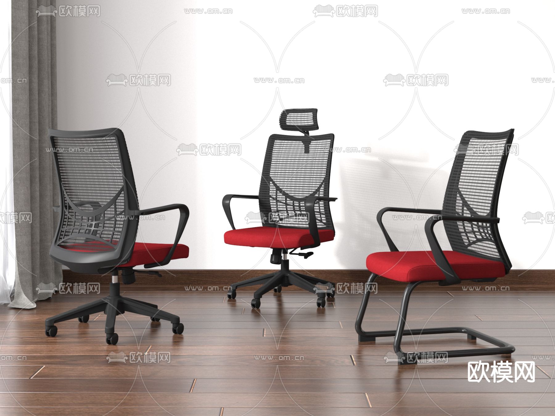 办公椅 网布职员椅 班前椅3d模型下载