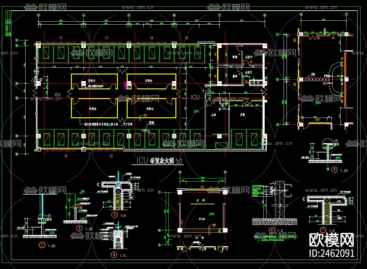 某地综合医院建筑CAD施工图下载（渲染图6）